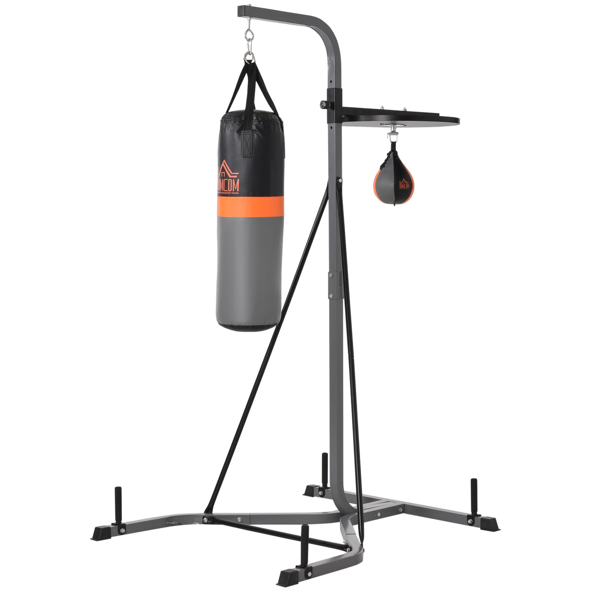 2-in-1 Punching Bag with Stand for Adults, 65.7"-73.6" Height Adjustable Freestanding Heavy Bag Stand with Speedball