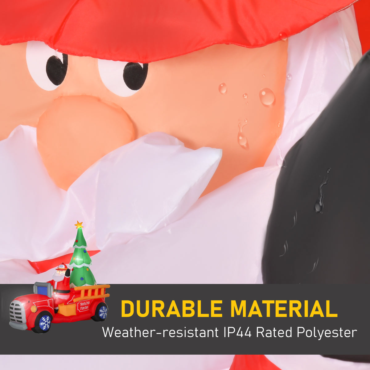 7.5ft Christmas Inflatable Santa Claus Driving a Fire Truck with Tree, Outdoor Blow-Up Yard Decoration with LED Lights Display
