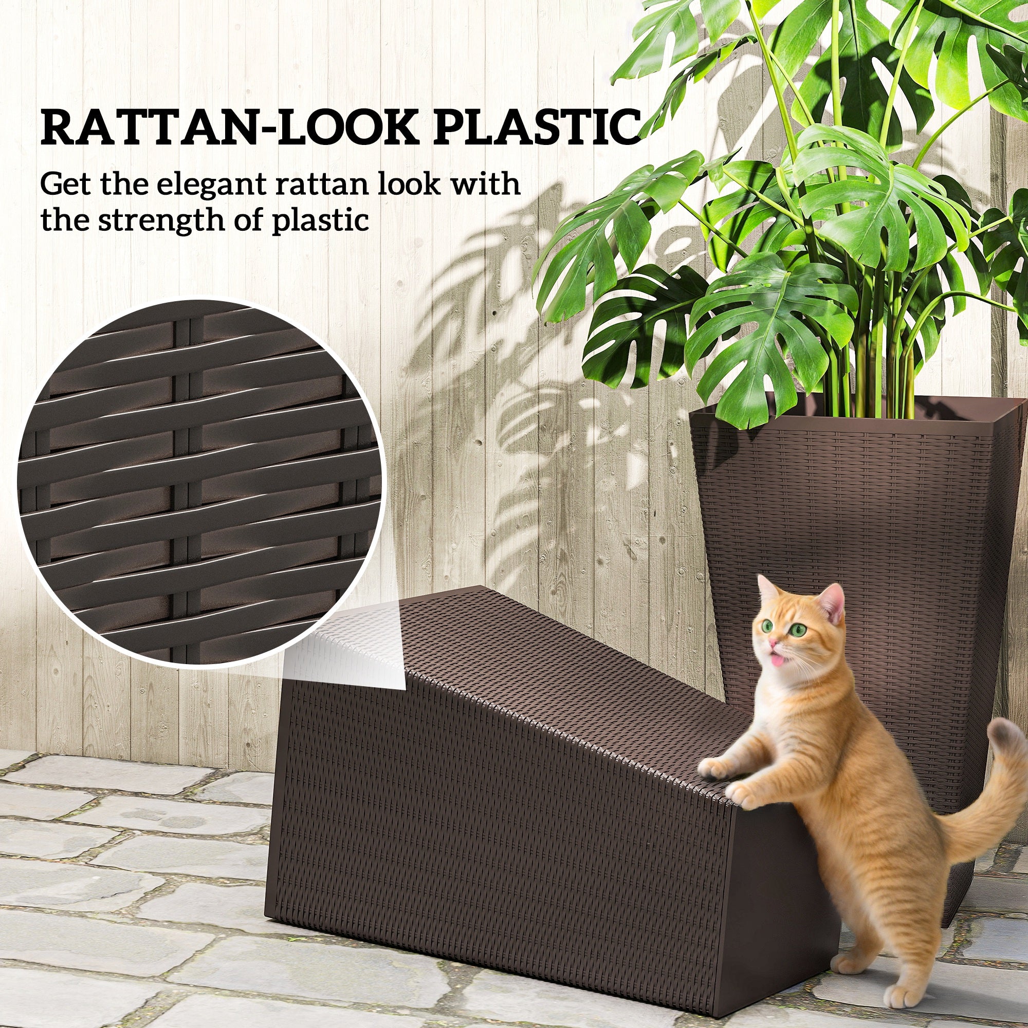 Set of 3 Tall Planters with Drainage Hole, 24" Outdoor Flower Plant Pots, Indoor Planters for Porch, Front Door, Entryway, Patio and Deck, Brown - Brown - Image 6