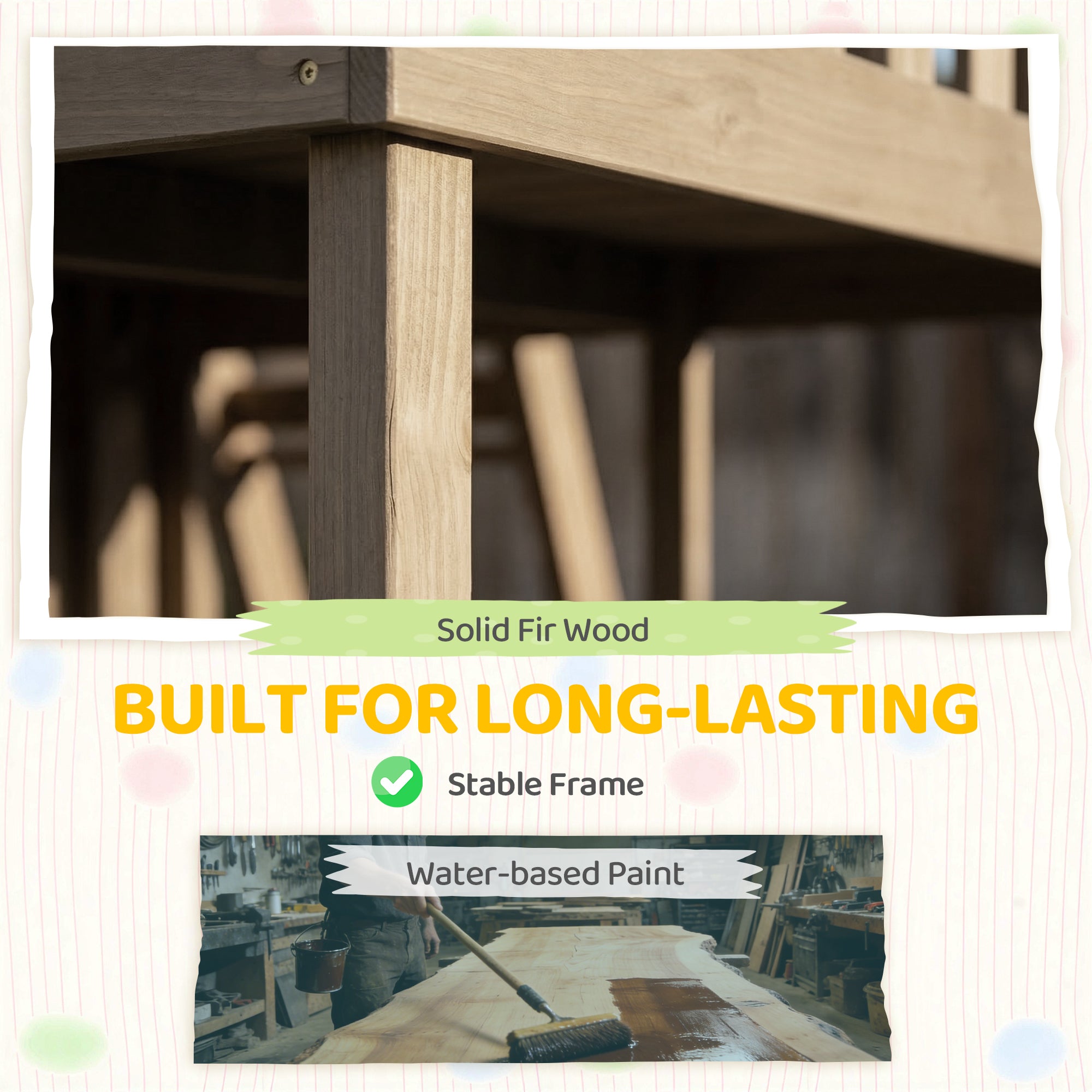 Two-Story Outdoor Playhouse, Wooden Kids Playhouse with Slide, Bench, BBQ Play Kitchen, Ladder, Lookout Platform, Clock