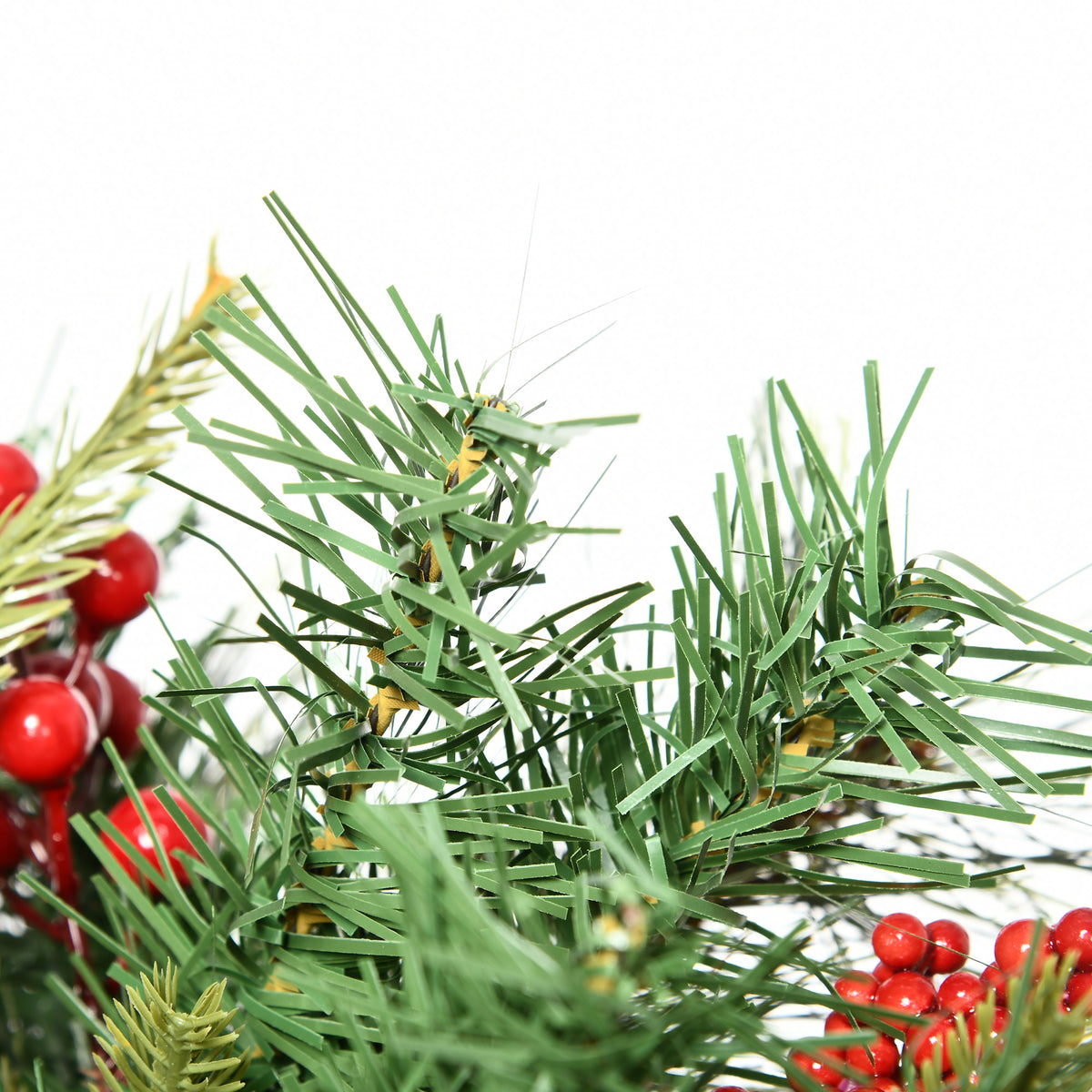 2 Ft/22 inch 2 Pack Prelit Artificial Christmas Tree Cordless with 69 Branches, Warm White LED Lights, Red Berries, Pine Cones, for Outdoor Entryway, Green