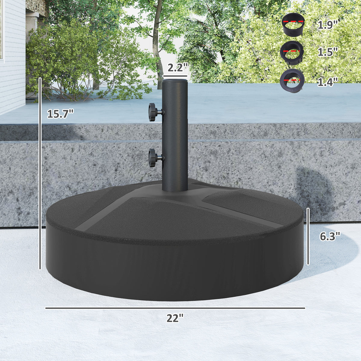 Patio Umbrella Base Holder, Heavy Duty Outdoor Umbrella Stand Base, Filled Up to 66lbs with Stand or 55lbs with Water for Garden, Poolside, Black