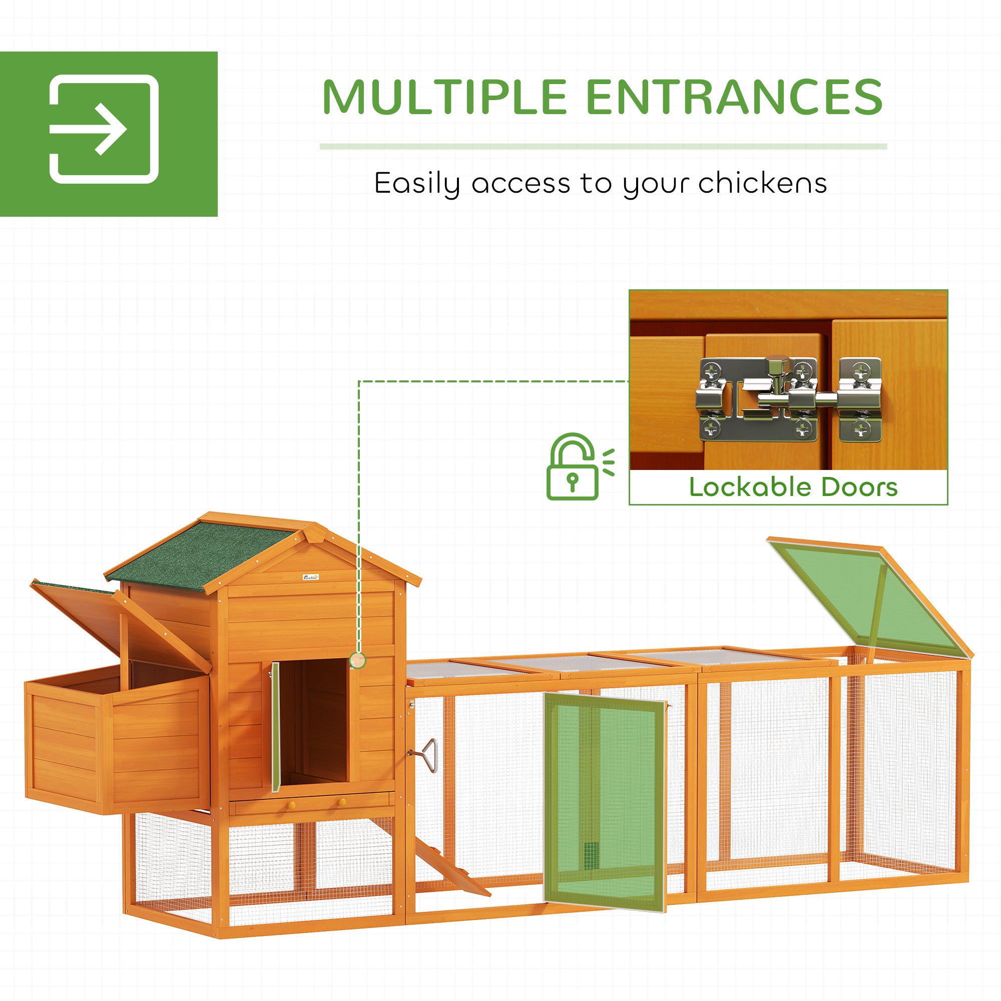 Extra Large Run Included Chicken Coop with Removable Tray Orange - Orange - Image 5