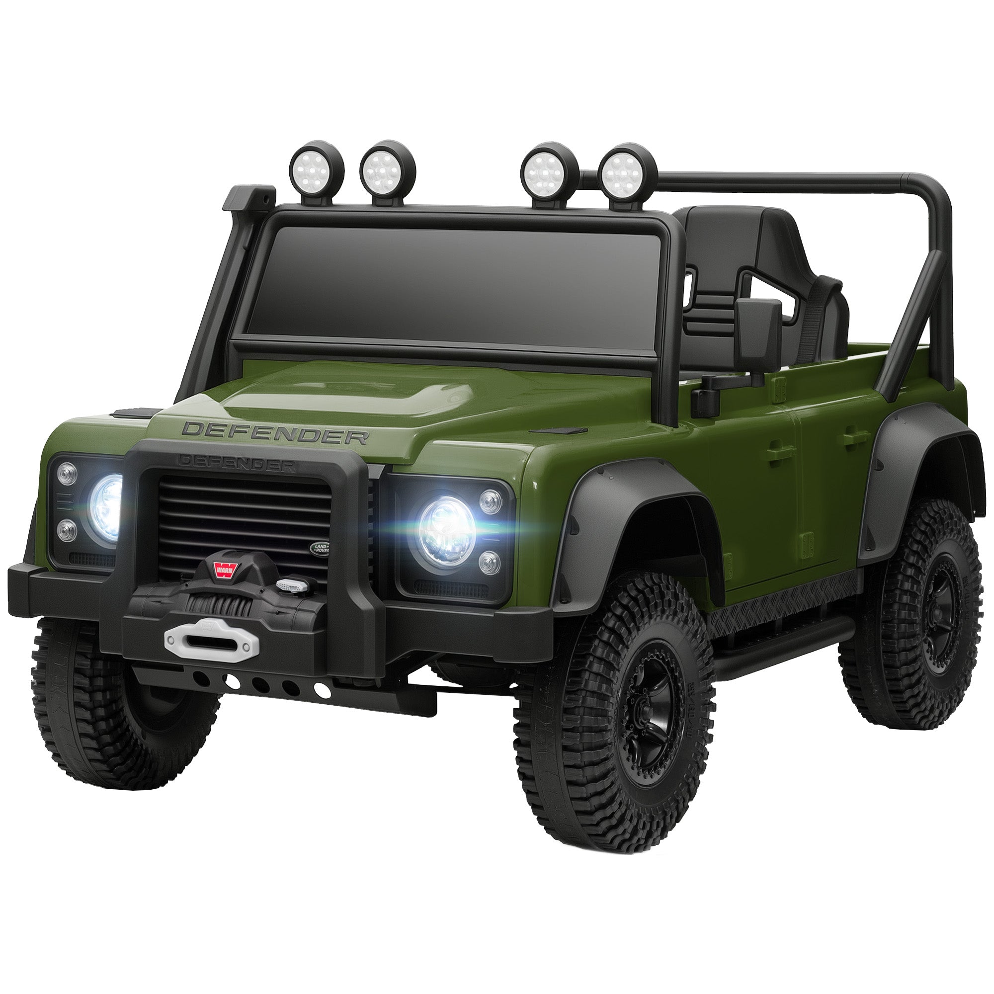 Land Rover Licensed Electric Car for Kids with Remote Control, Dual Motors, Spring Suspension, LED Lights, Dark Green