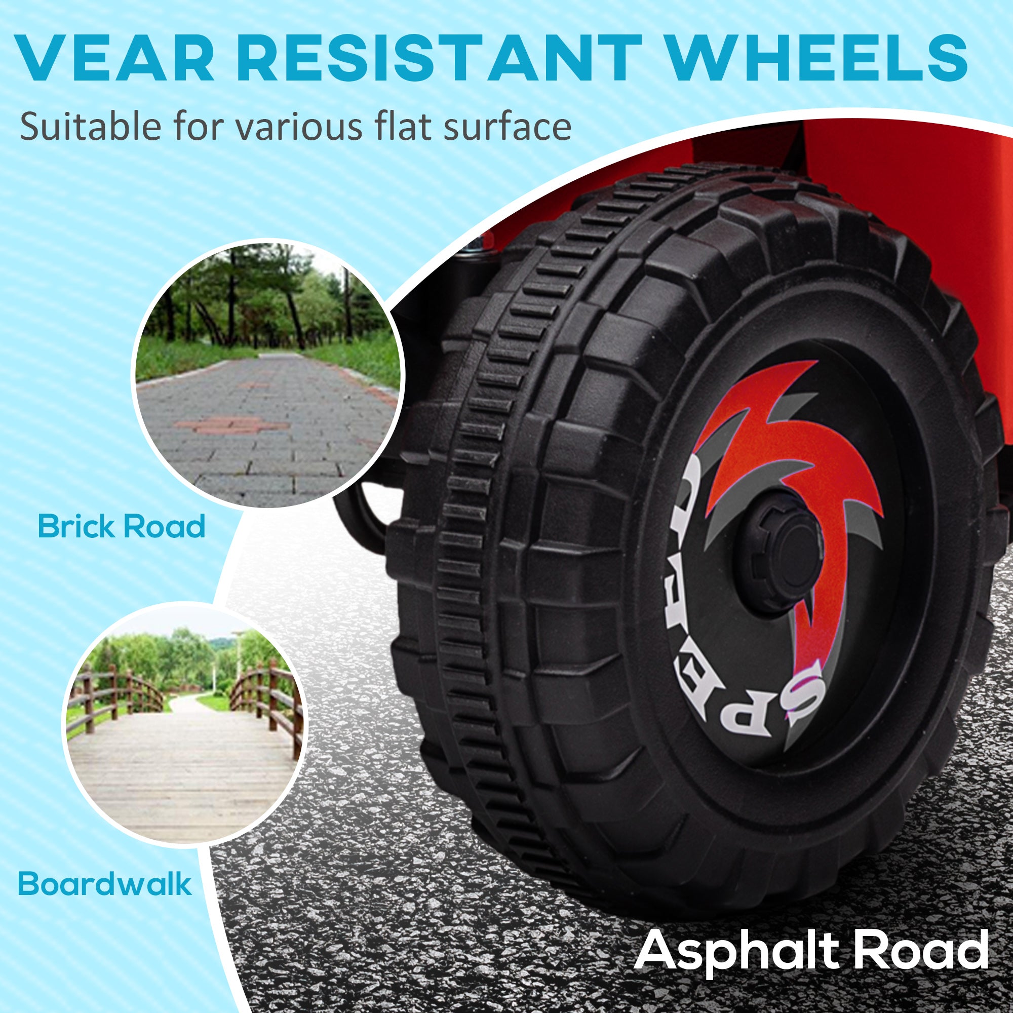 6V Electric Toy Car with Forward Backward, Wear-Resistant Wheels for Ages 18-36 Months, Red
