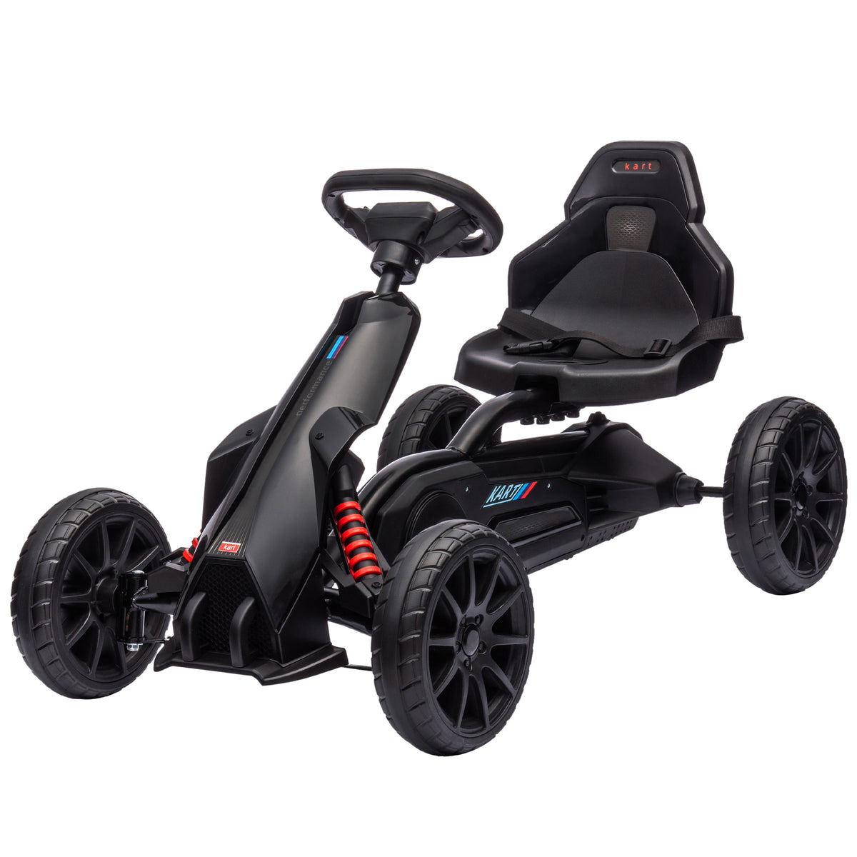 Kids Pedal Go Kart W/ Adjustable Seat, Swing Axle, Black