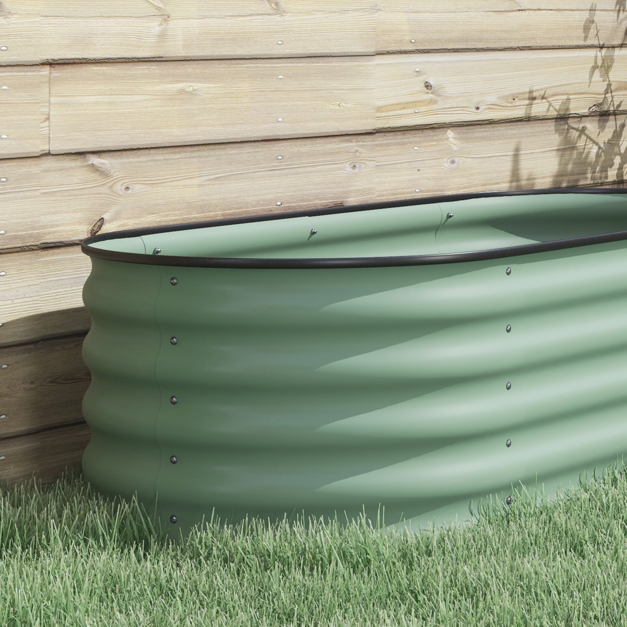 6.4' x 2' x 1.4' Galvanized Raised Garden Bed Kit, Metal Planter Box with Safety Edging, Green - Green - Image 8