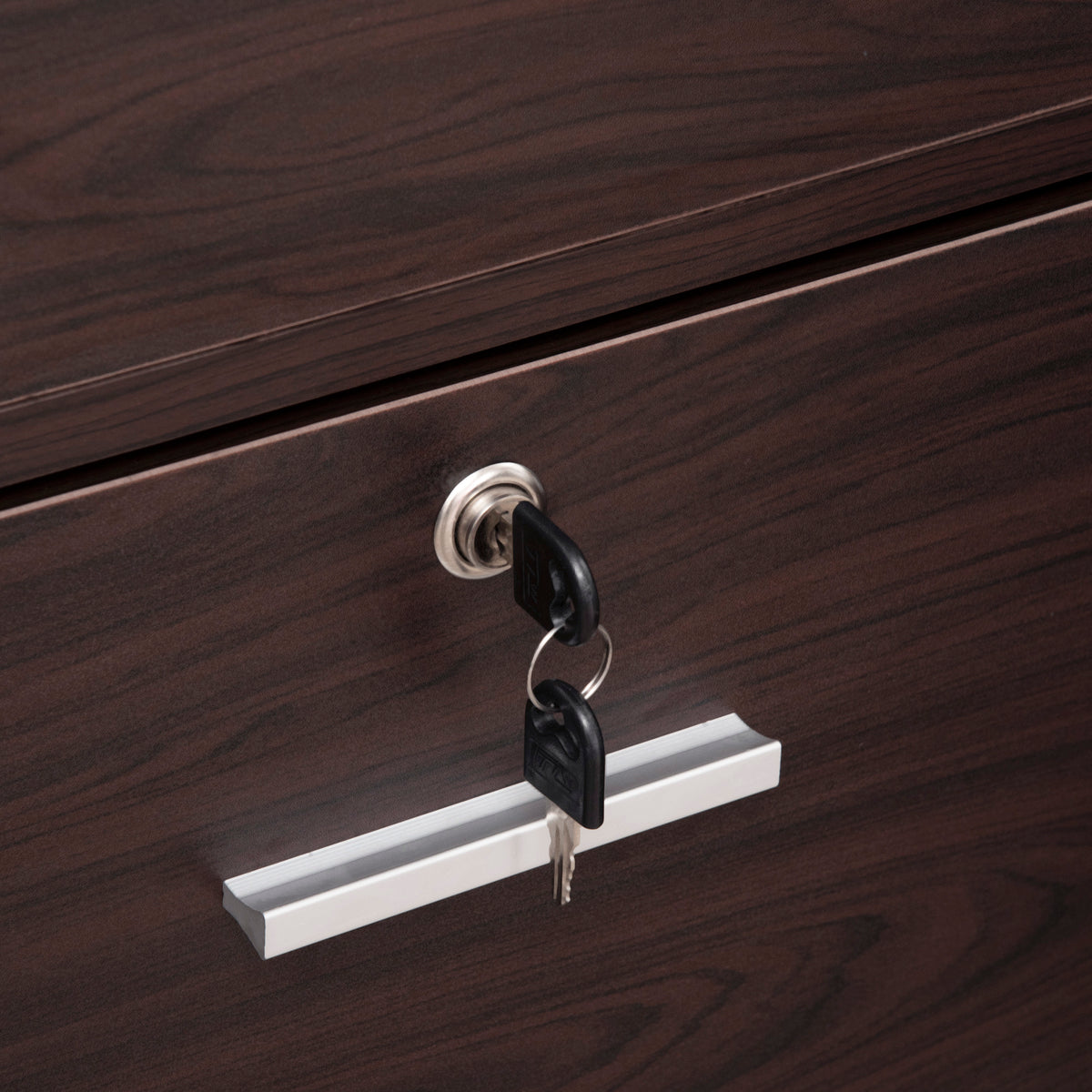 Lateral File Cabinet with Wheels, Mobile Printer Stand with Open Shelves and Drawers for A4 Size Documents, Walnut
