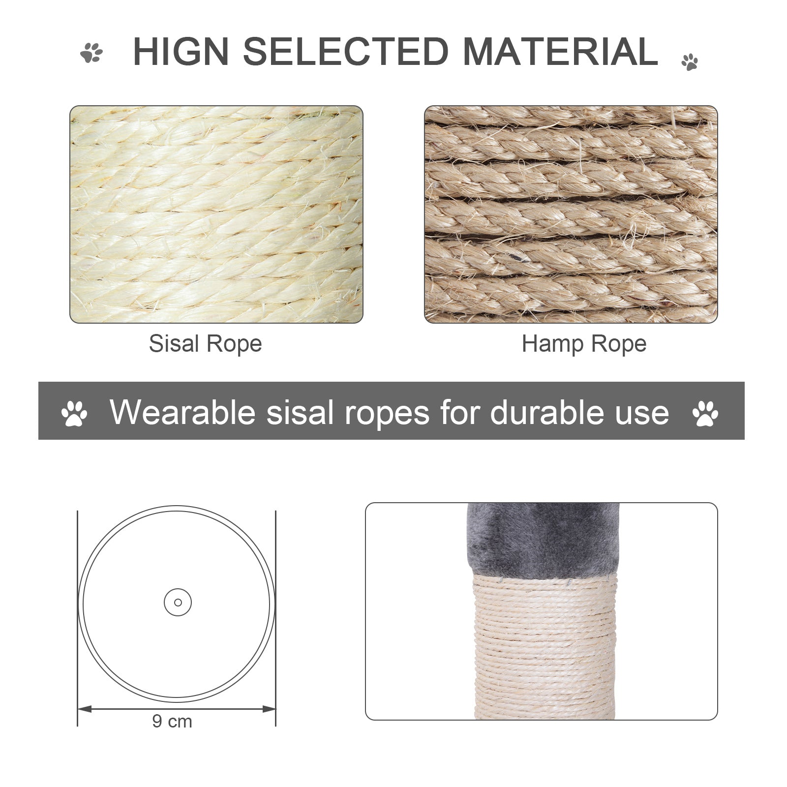 102" Adjustable Height Floor to Ceiling Cat Tree, 5 Level Cat Tower with Scratching Posts, Hammock, Gray - Grey - Image 6