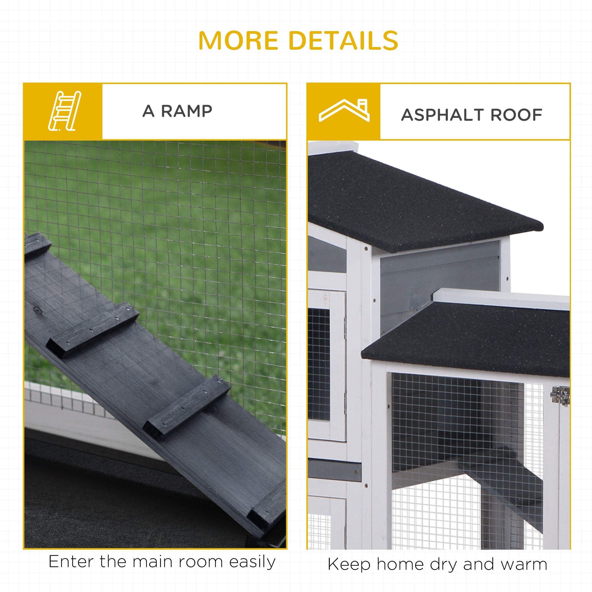 2-tier Indoor Rabbit Enclosure, Wood Hutch Backyard Small Animal House Ramp Outdoor Run Enclosed - Grey - Image 7
