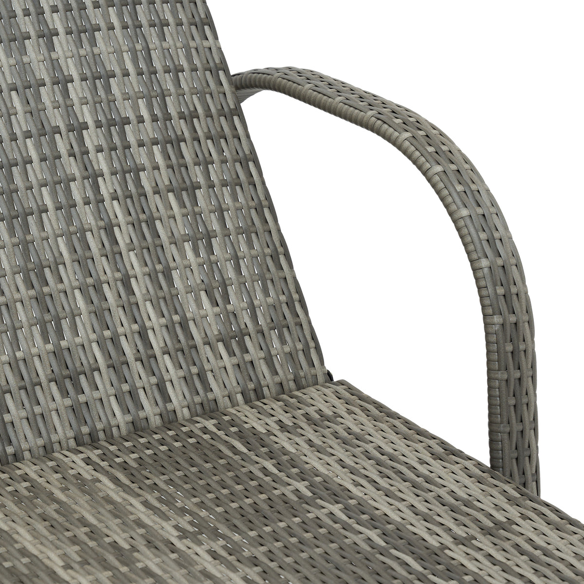 Outdoor Chaise Lounge, 5-Level Adjustable Backrest Rattan Pool Lounge Chair with Wheels, Cushion & Headrest, Gray