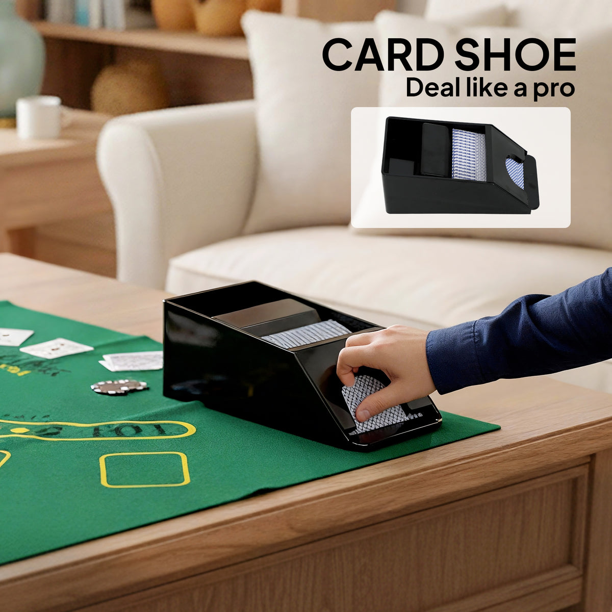 Poker Chip Set with Aluminum Case, Card Shuffler, 300 Chips, 2 Decks of Cards, Dealer Button for Texas Holdem Blackjack