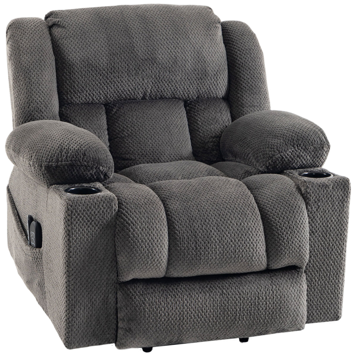 Dual Motor Power Lift Recliner Chair with Massage and Heat for Elderly, 180° Flat Recline, Wide Seat, Dark Gray