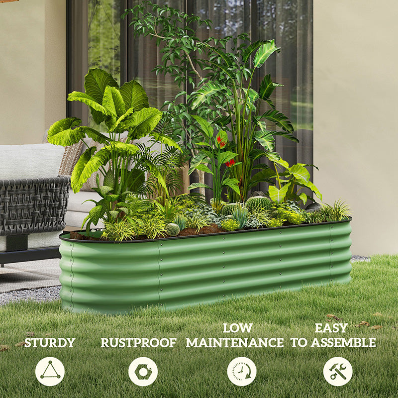 6.4' x 2' x 1.4' Galvanized Raised Garden Bed Kit, Metal Planter Box with Safety Edging, Green - Green - Image 7