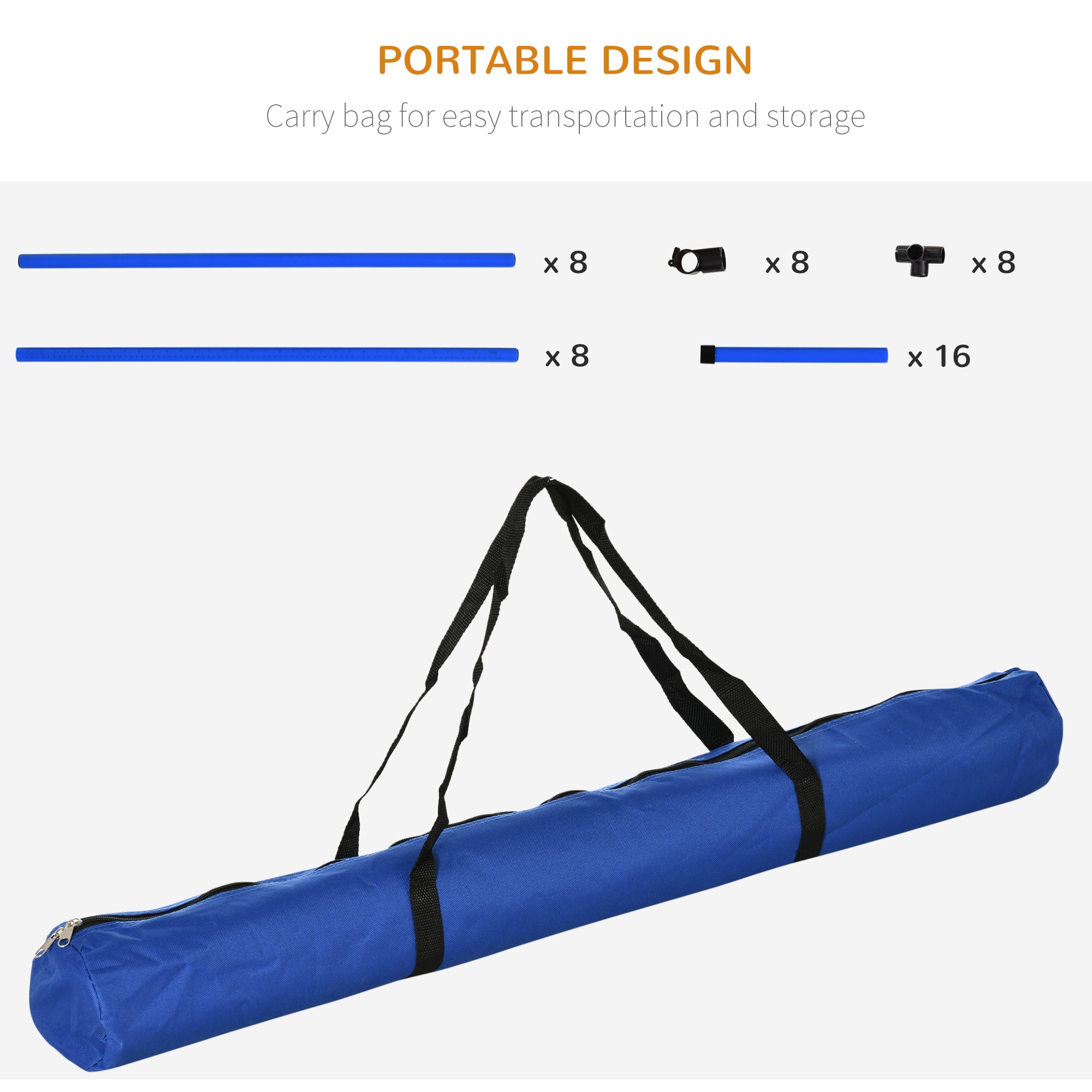 4 Piece Dog Agility Starter Kit with Adjustable Height Jump Bars, Included Carry Bag & Displacing Top Bar - Blue - Blue - Image 5