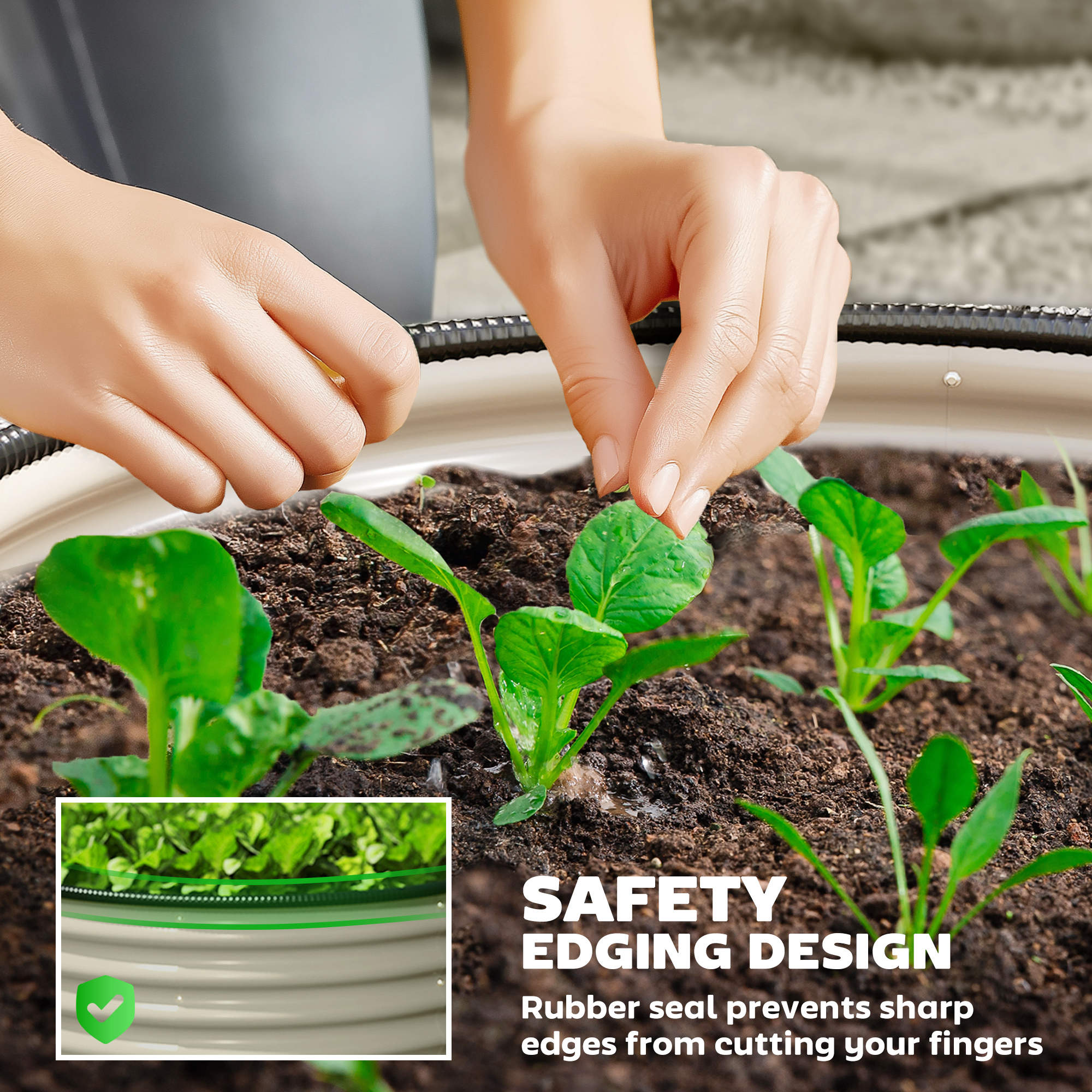 Set of 2 Raised Garden Bed, Metal Planter Box with Safety Edging, Easy-to-assemble Stock Tank, Cream White - Cream White - Image 6