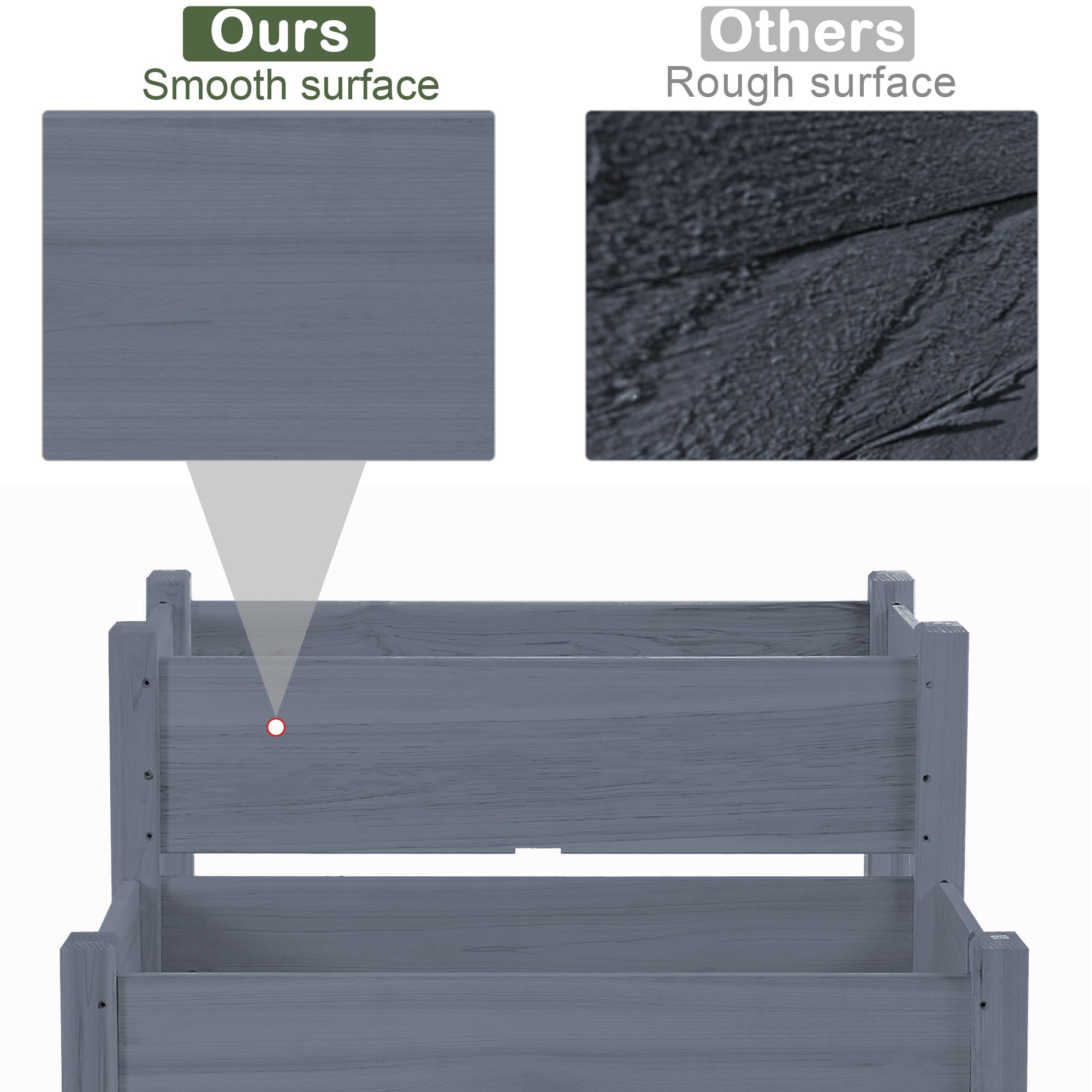 34"x34"x28" Raised Garden Bed 2-Tier Wooden Planter Box for Backyard, Patio to Grow Vegetables, Herbs and Flowers, Gray - Gray - Image 5