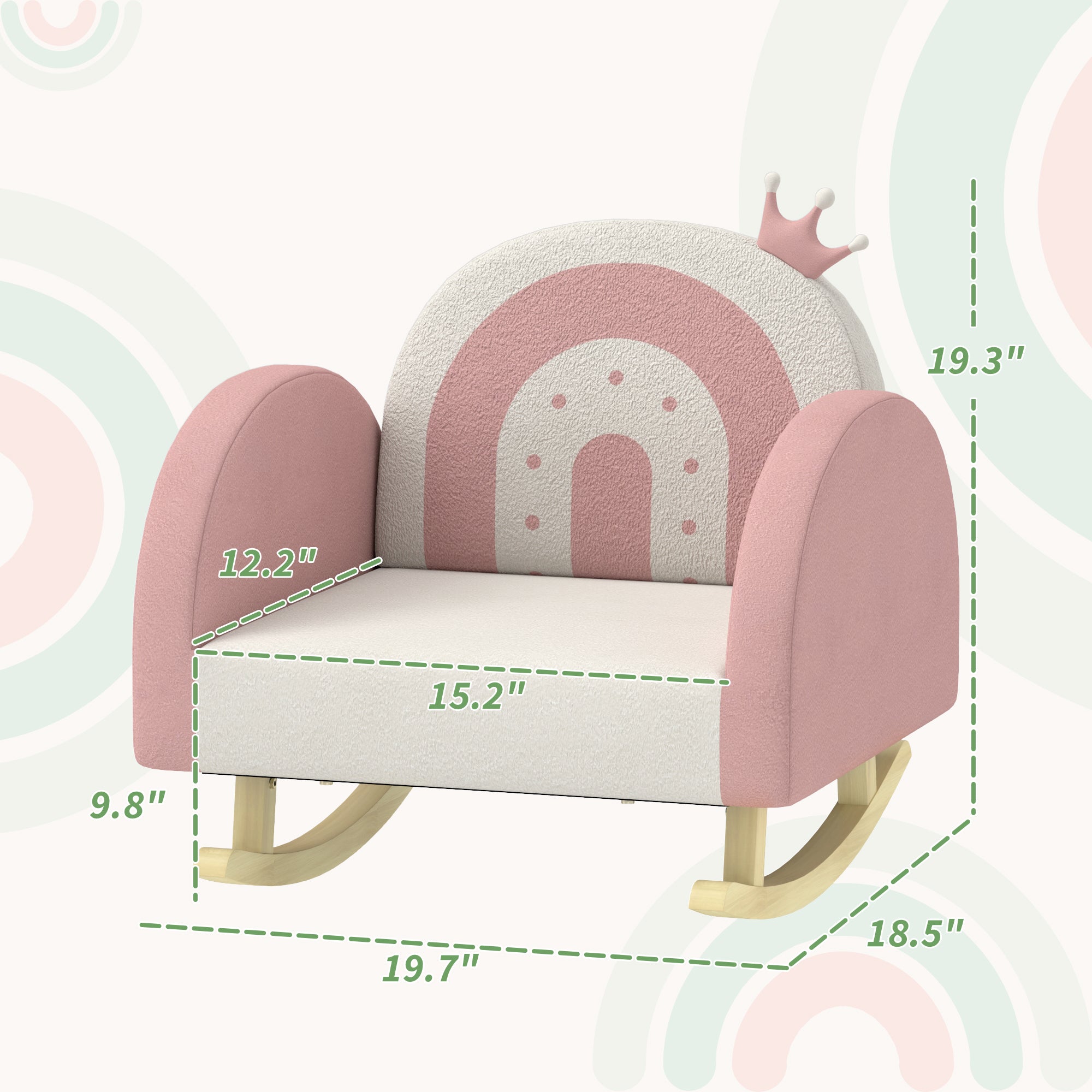 Kids Rocking Chair, Princess Crown Toddler Chair, Children's Armchair Rocker for Bedroom, Playroom, Pink