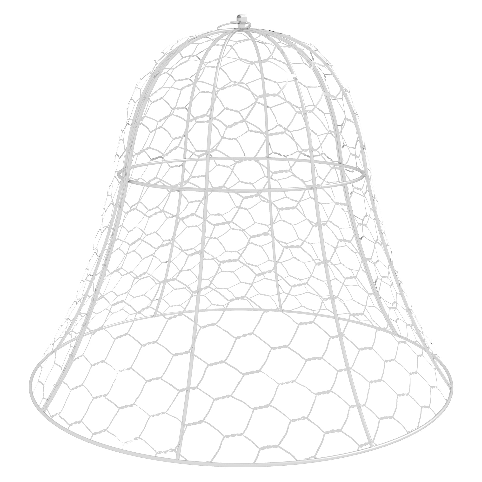 6 Pack Garden Cloches for Plants, 16" x 13" Metal Crop Cage, Plant Cages to Keep Animals Out, White - White