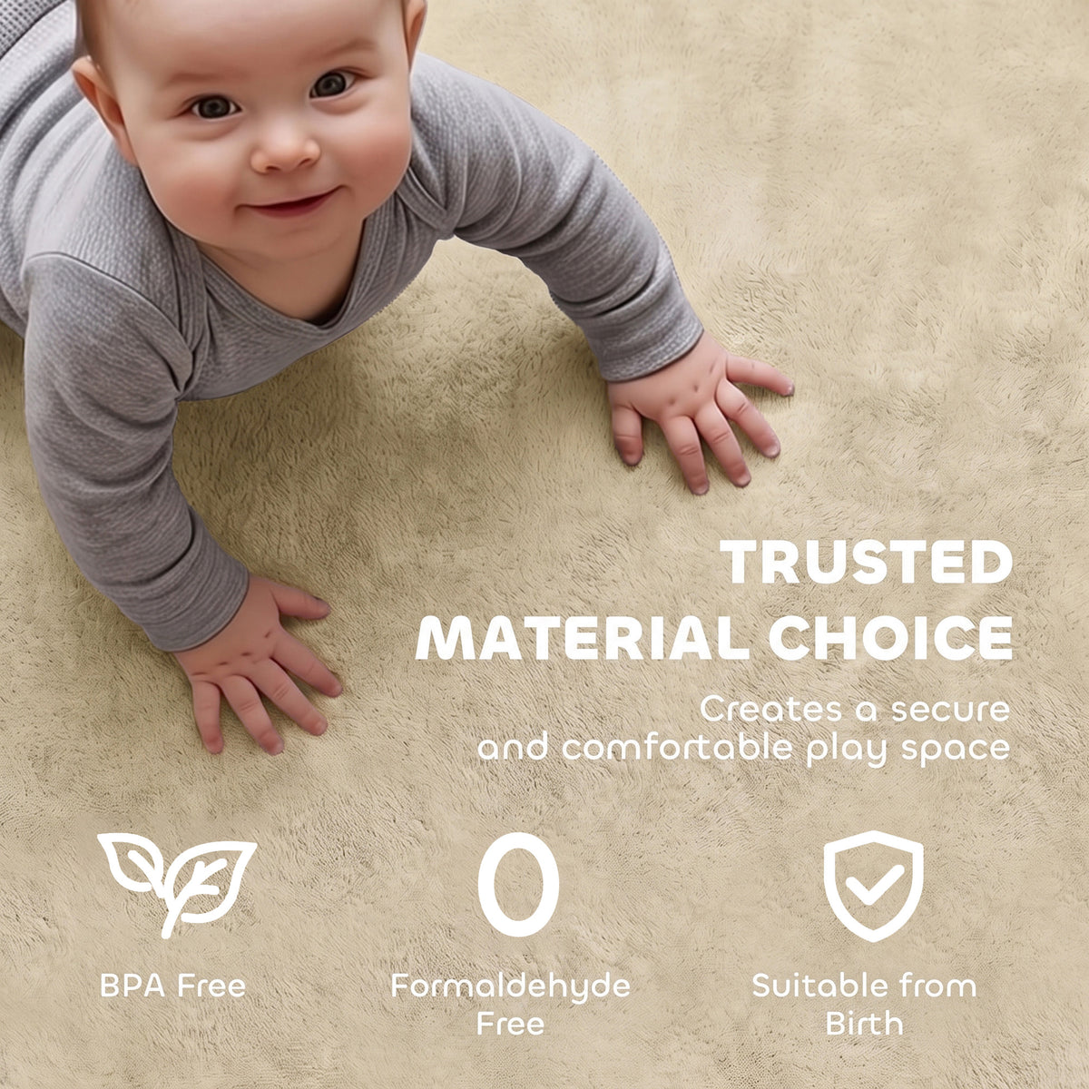 1.2" Thick Baby Play Mat, 110" x 79" Playpen Mat, Non-Slip, Water-Resistant, Soft Flannel for Crawling, Cream White