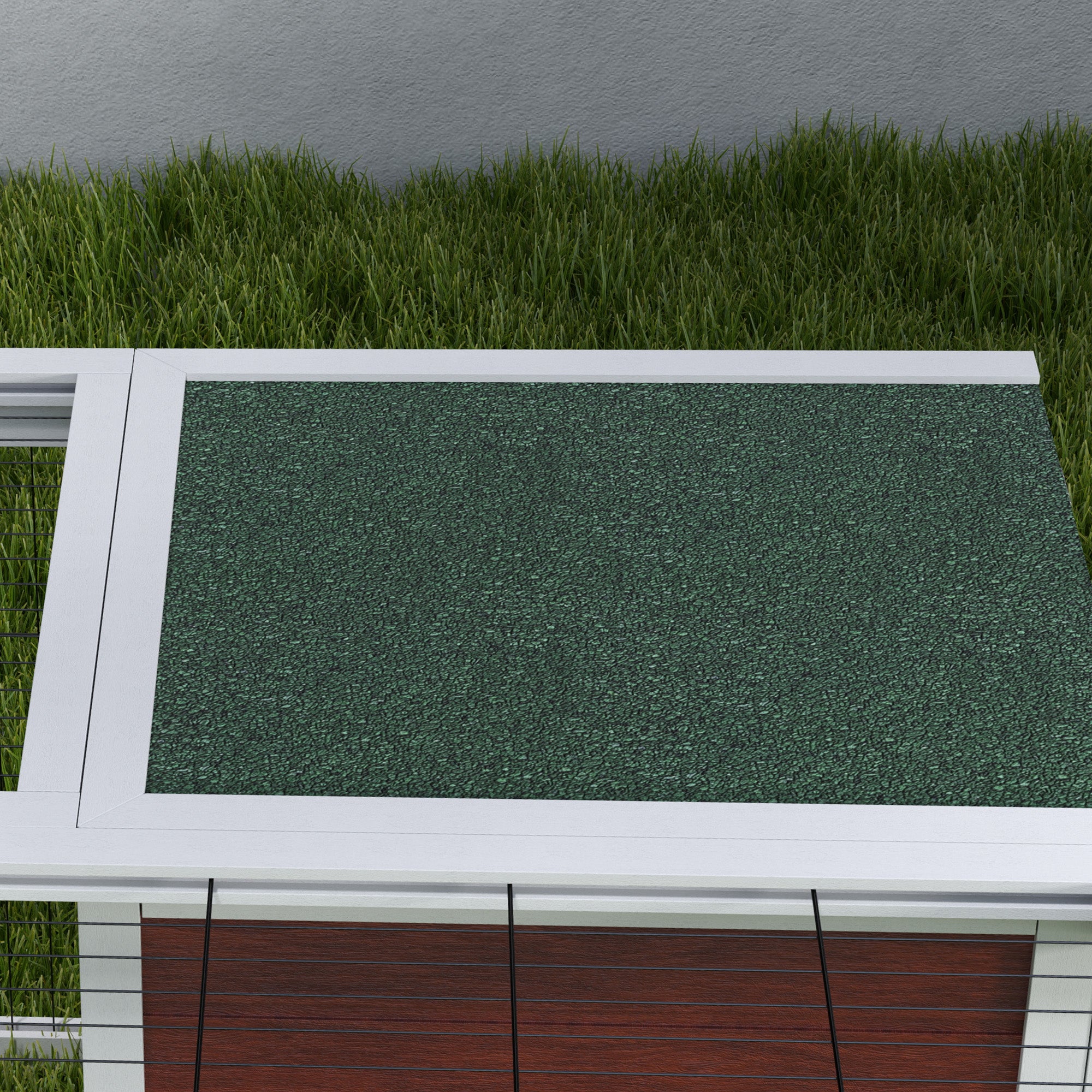 64" Wooden Outdoor Rabbit Hutch Playpen Tortoise House Habitat with Run and Enclosed Cover - Brown and White - Image 7