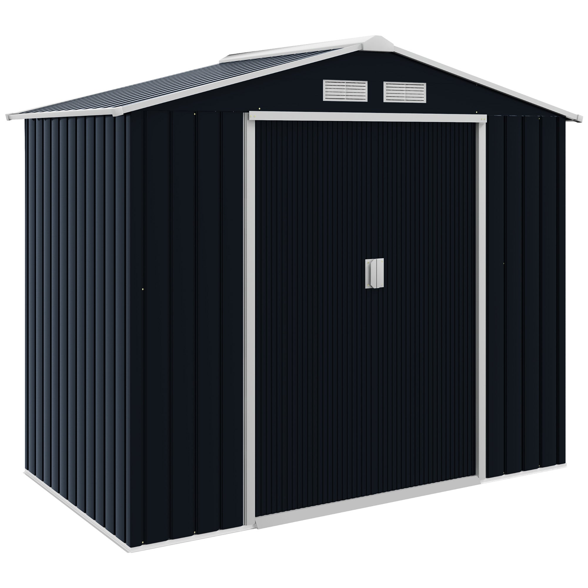 7'x4' Metal Outdoor Shed Organizer & Garden Storage with 4 Vents for Airflow & 2 Easy Sliding Doors - Dark Gray - Dark Gray