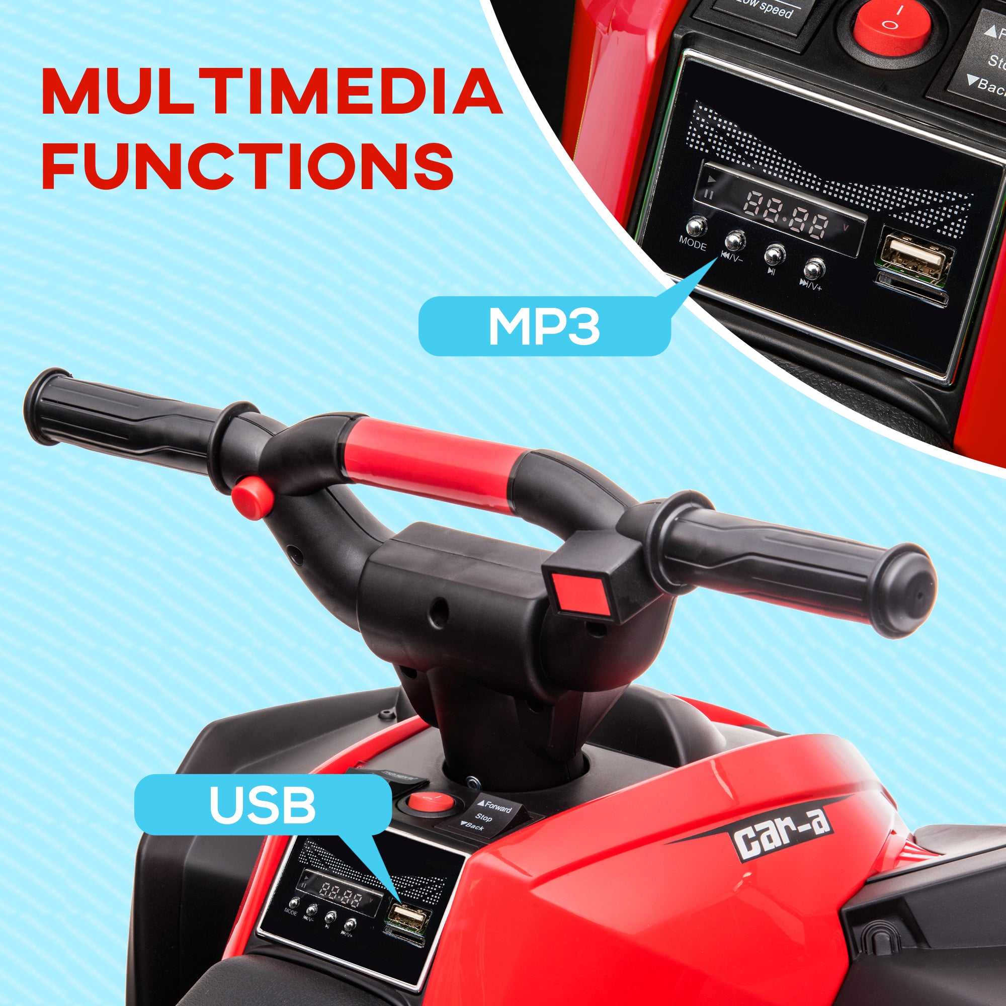 12V Kids ATV Quad Car with Forward & Backward Function, Four Wheeler for Kids with Wear-Resistant Wheels, Music, Electric Ride-on ATV for Toddlers Ages 3+ Years Old, Red