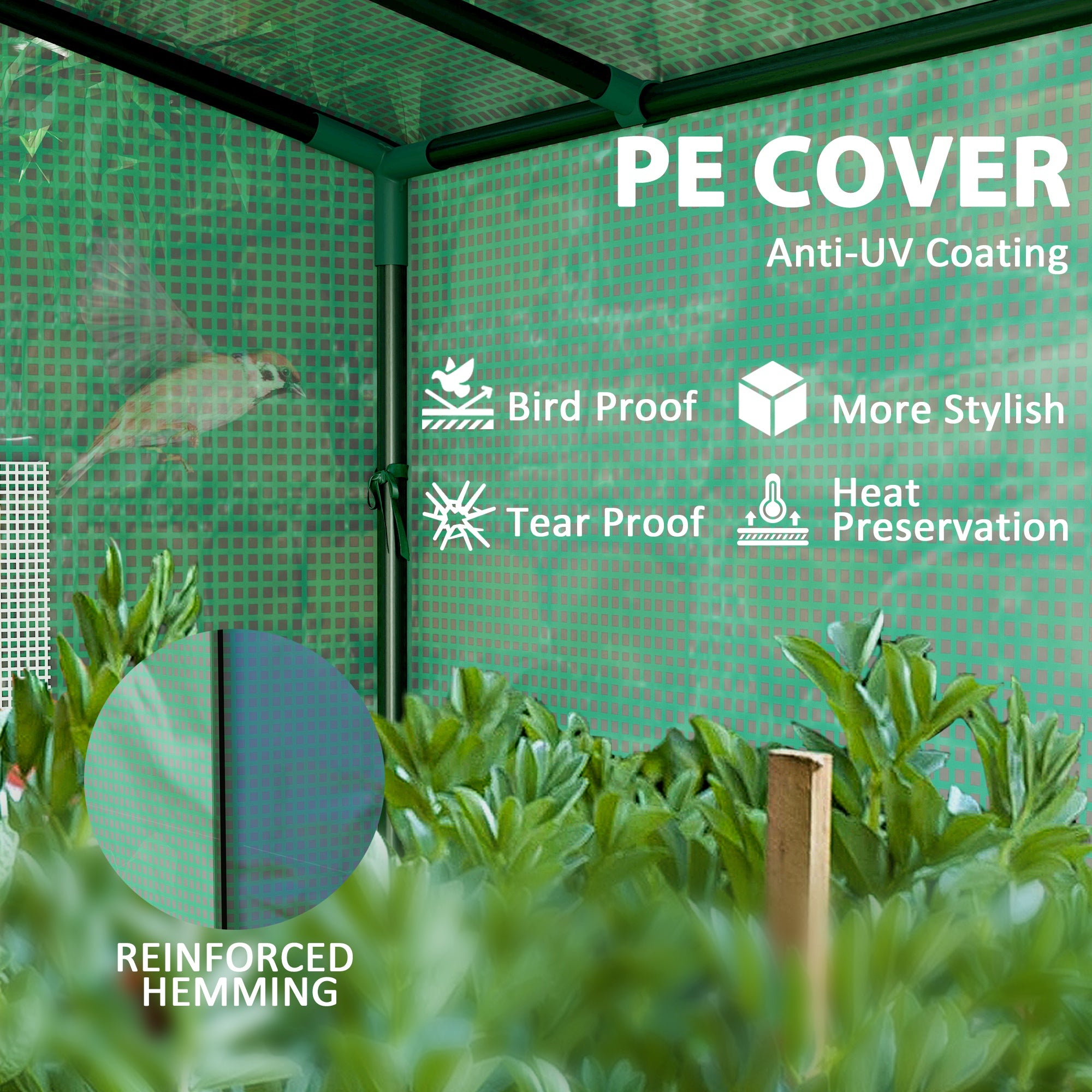 Walk-in Portable Greenhouse Small Greenhouse for Outdoors with UV-resistant PE Cover, 6.6' x 2.5' x 5.6' Green - Green - Image 5