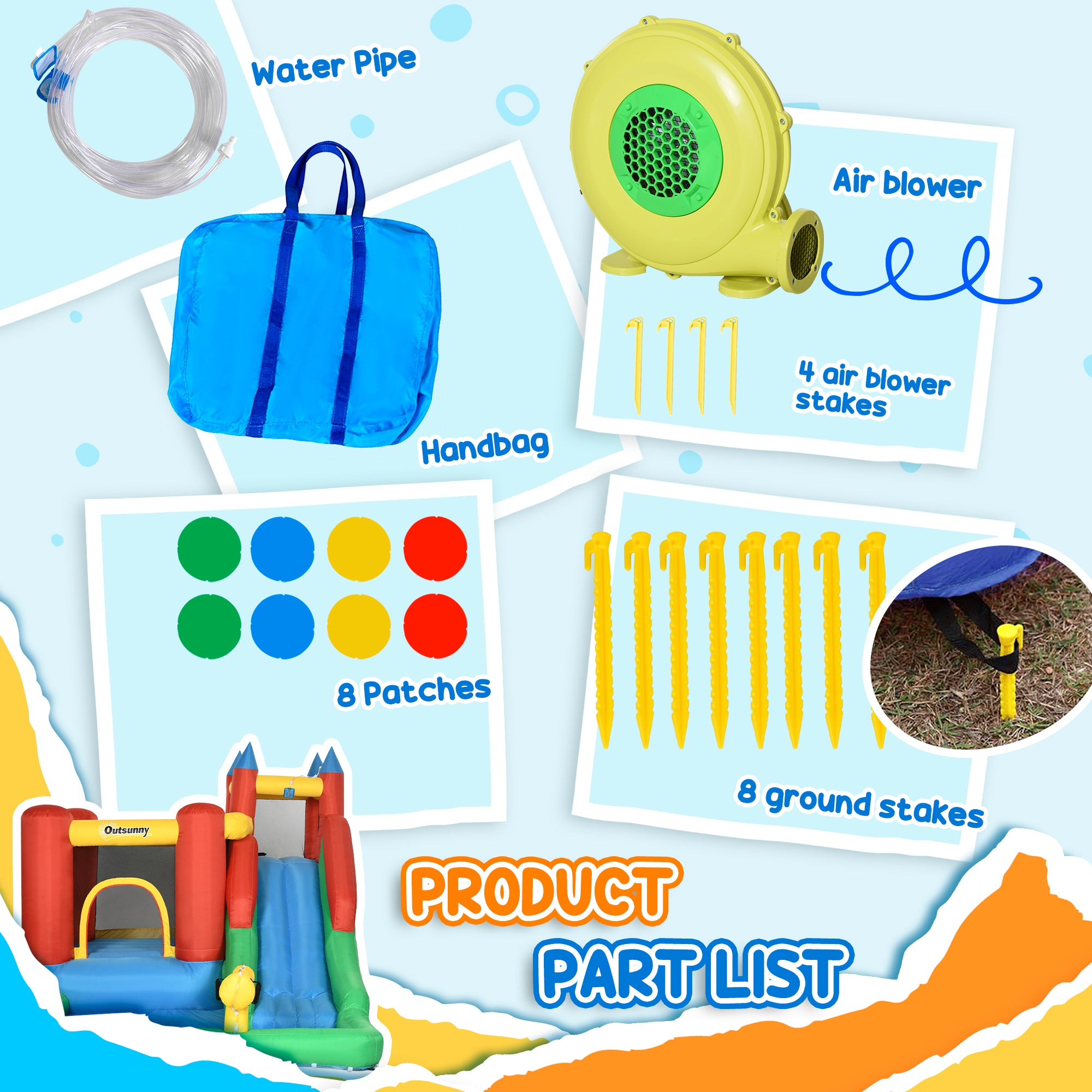 Kids Bounce House Inflatable Slide with Splash Pool, Water Cannon, Climbing Wall, Inflator Included, 6 in1 Bouncy Castle Kids Backyard Activity Outdoor Water Play Toy