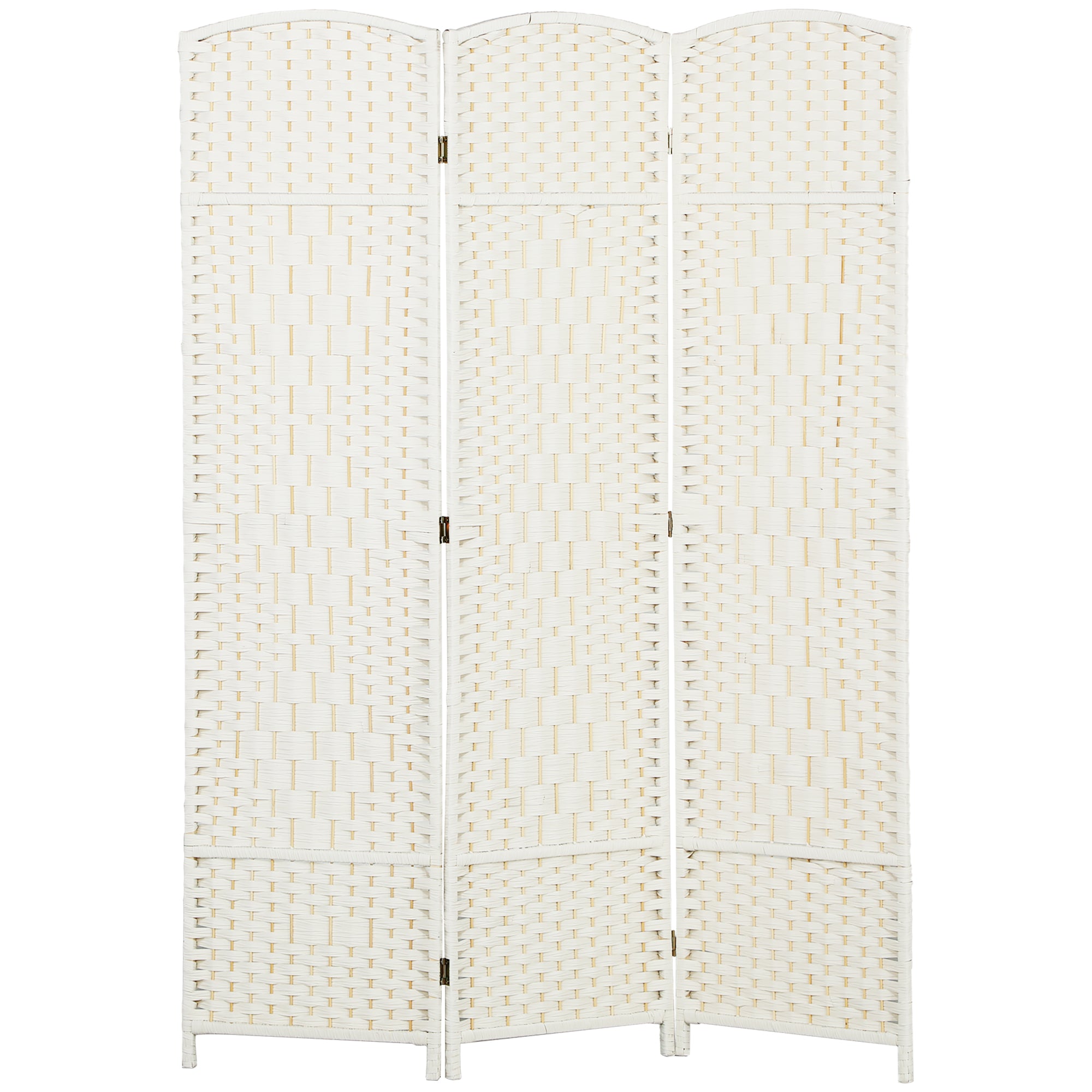 Folding Room Divider Screen 3 Panel 6' Tall Privacy Screen Freestanding Wood Partition for Home Office, White