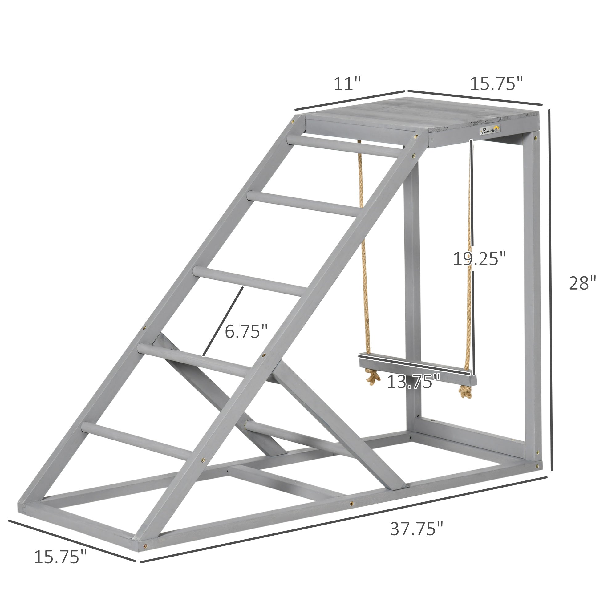 Chicken Activity Play for Healthy & Happy Animals, Swing Set with Chicken Perches & Hen Ladder, Chicken Coop Toy, Gray - Gray - Image 3