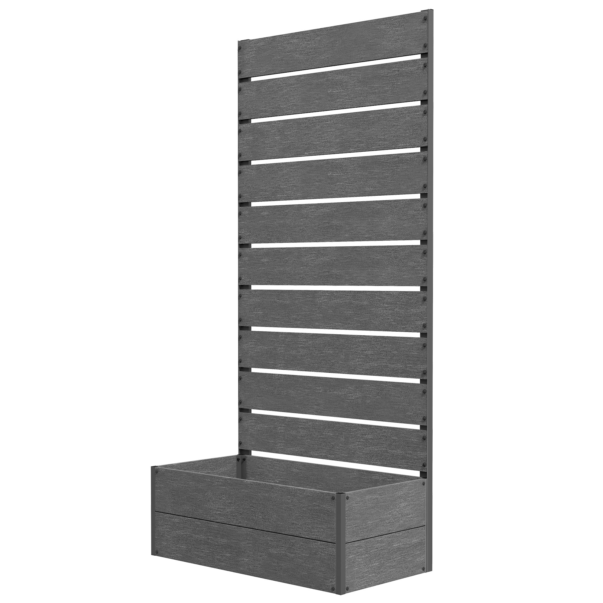 Trellis Planter for Climbing Plants, Raised Garden Bed with Trellis, Planter Box for Outdoor, 28.25" x 15" x 59", Gray - Gray