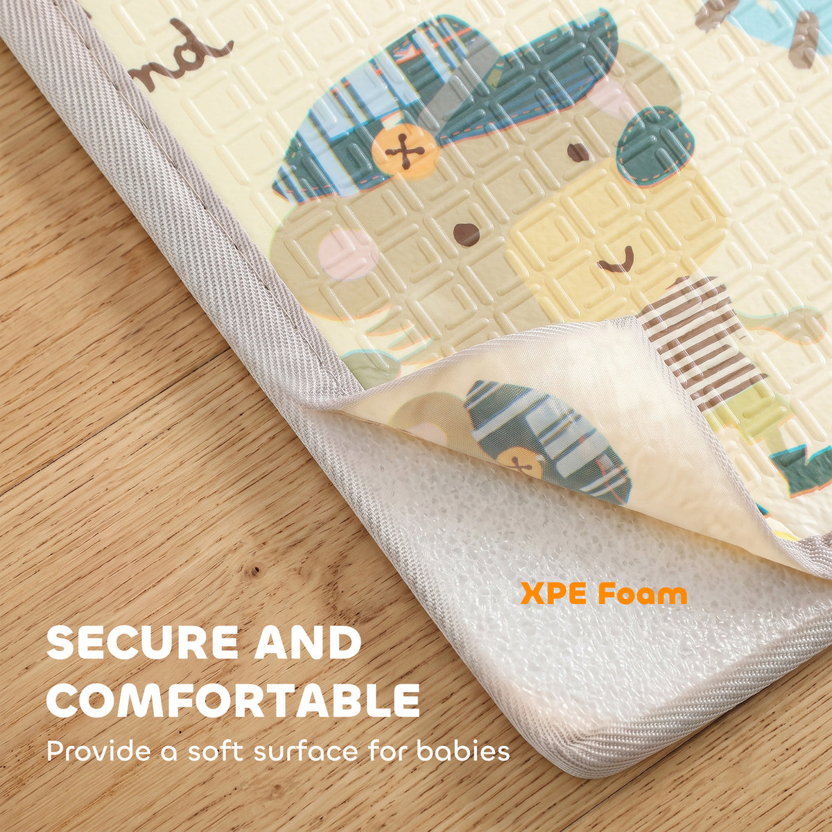 Foldable & Reversible Baby Play Mat, 79" x 71"Thick Play Mat for Floor, Waterproof Non-Slip, Forest Animals