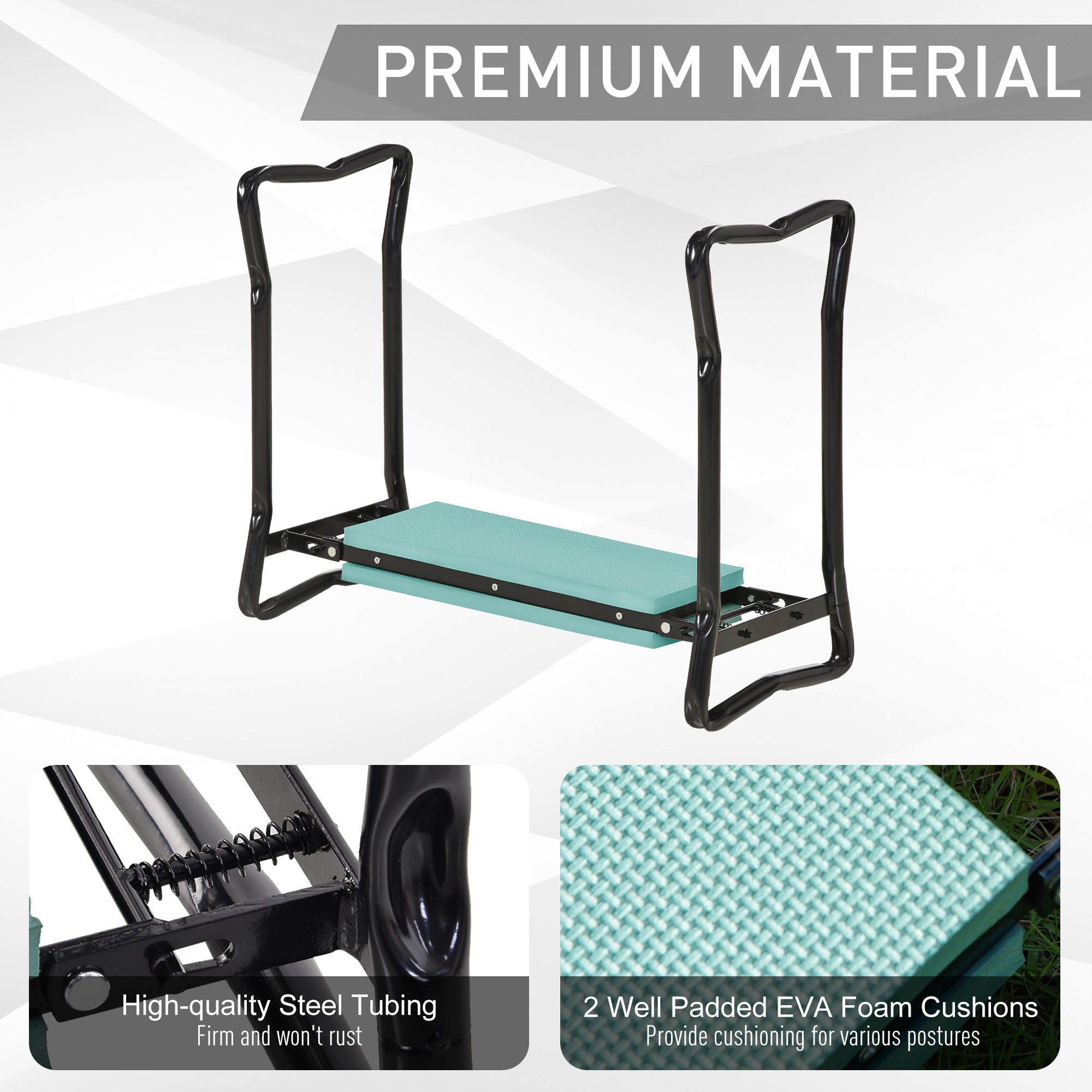 Padded Garden Kneeler and Seat Bench, Padded Foldable Garden Stool, Green - Green - Image 6