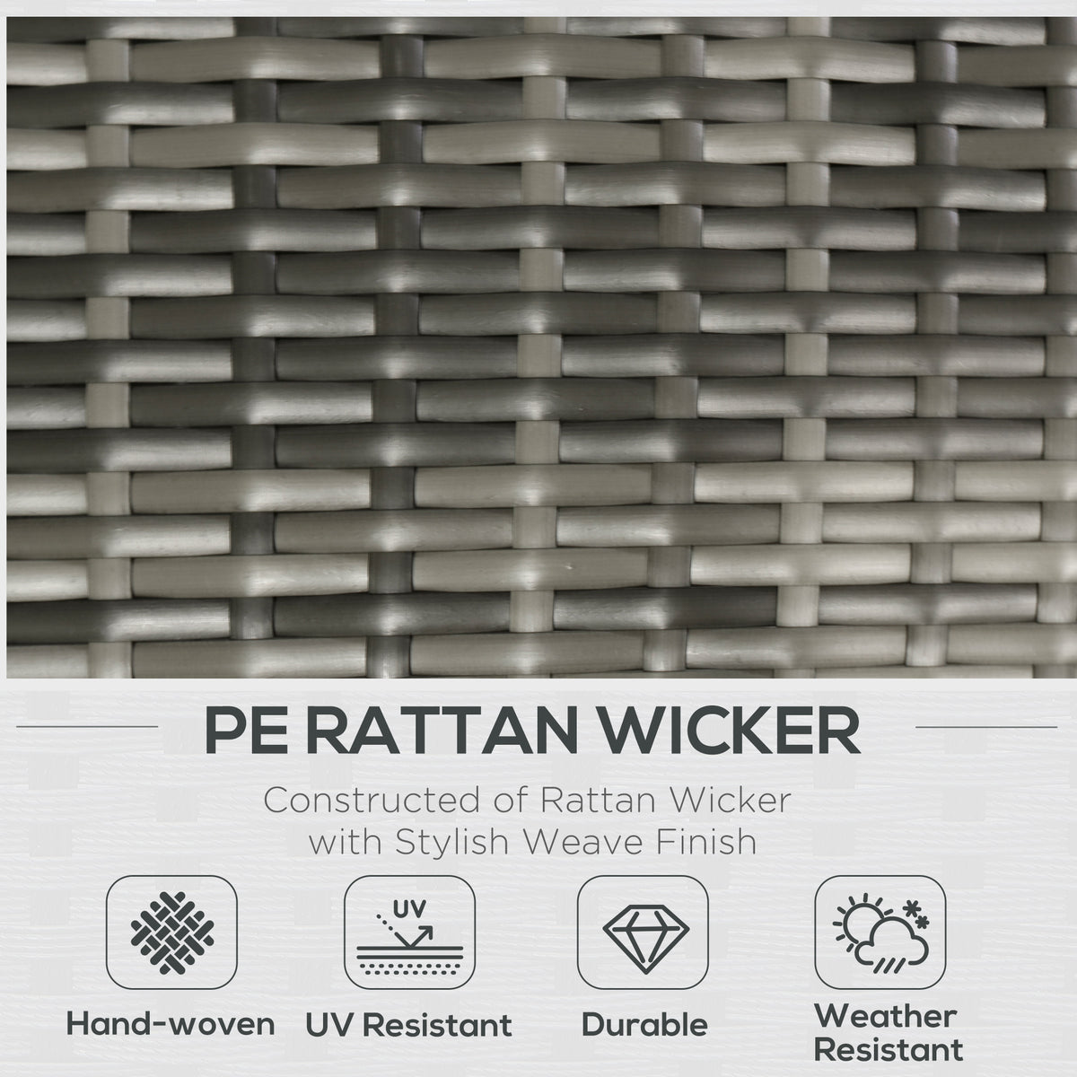 5 Pieces Rattan Wicker Lounge Chair Outdoor Patio Conversation Set with 2 Cushioned Chairs, 2 Ottomans and Tempered Glass Top Coffee Table, Gray/Light Gray