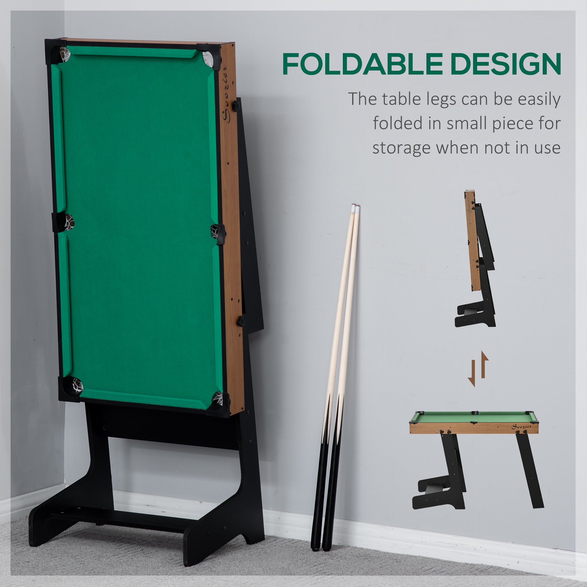 38'' Mini Pool Table Set Tabletop Billiards Game, Fun for Whole Family Game Room Man Cave, with Easy Folding for Storage, with Balls, Cues, Chalk, Brush