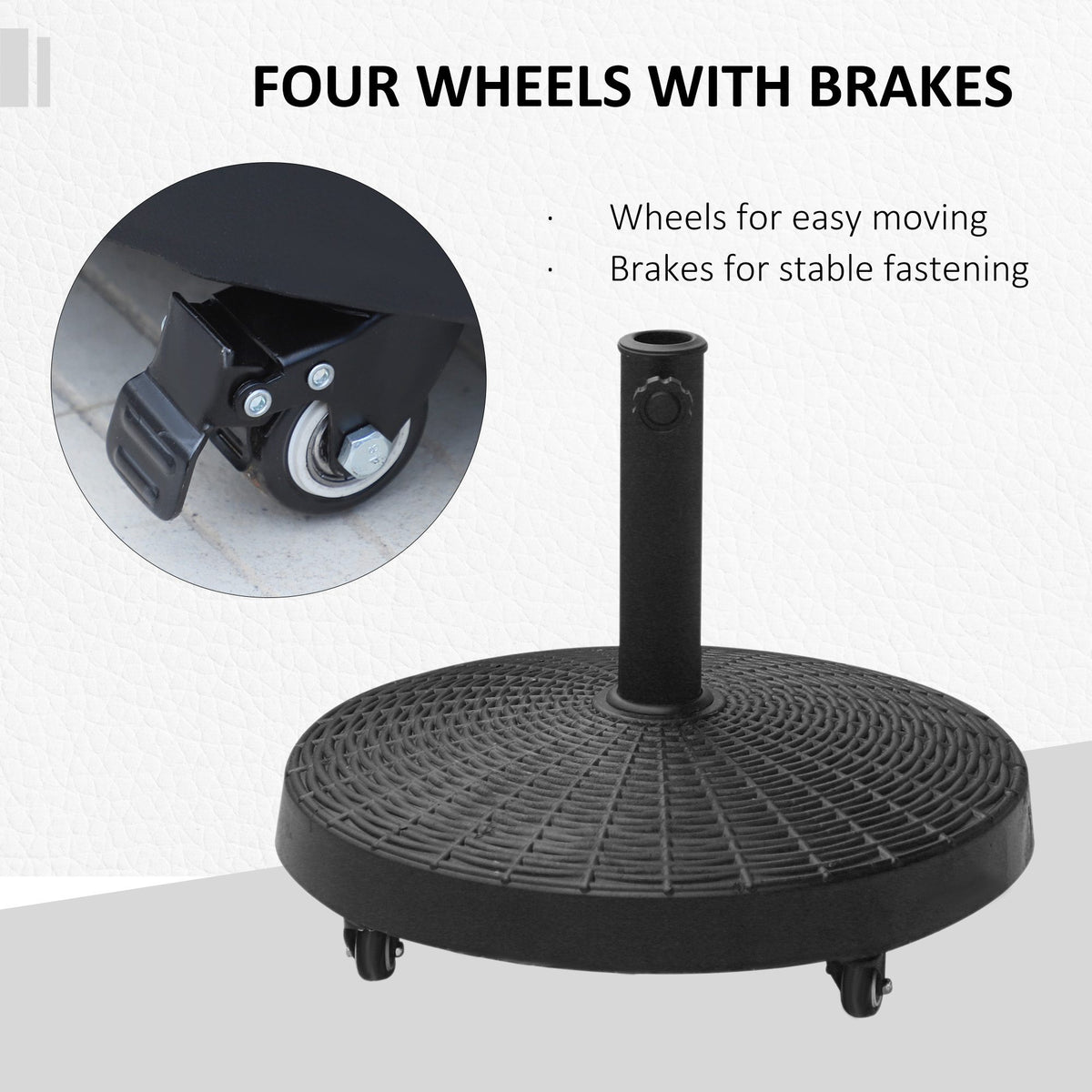 20.5" Heavy Duty Umbrella Stand, 50 lbs. Umbrella Base for 1.5" or 2" Umbrella Poles, Patio Market Stand for Deck, Black