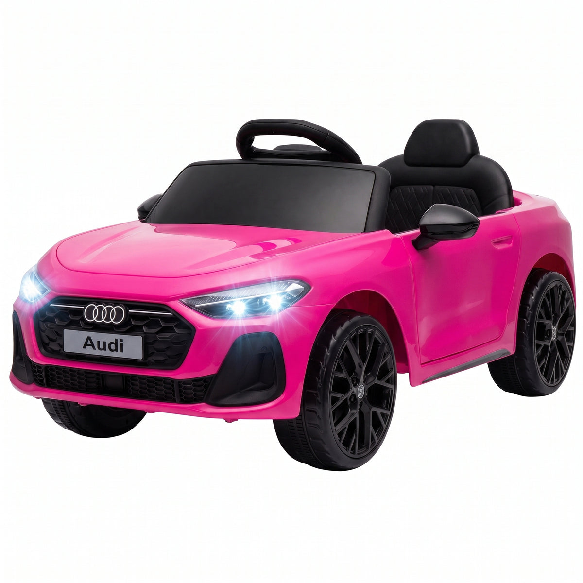 Audi A5L Licensed Electric Ride on Car for Kids 3-6 with Remote Control Dual Motors 4-Wheel Suspension Music, Pink