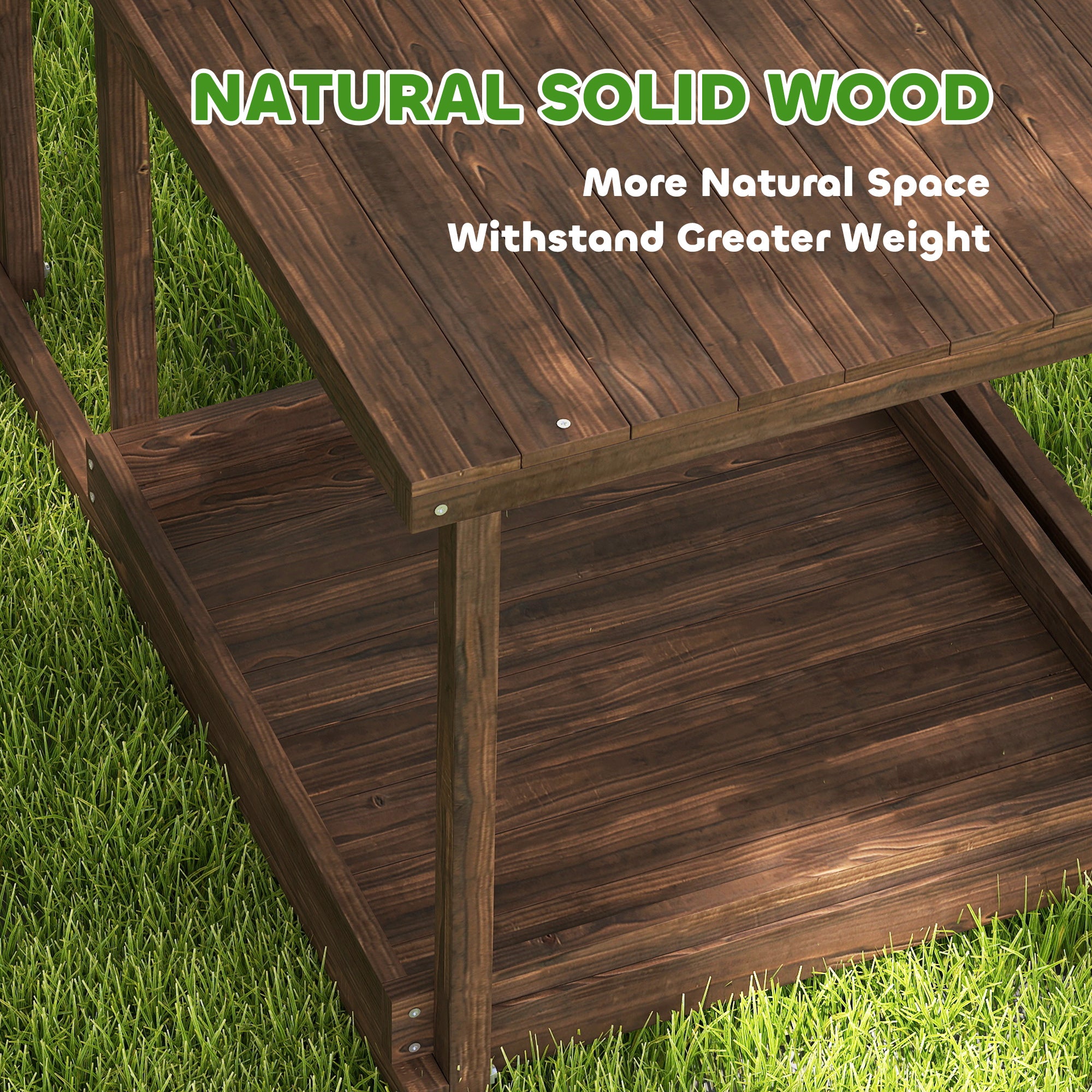 Wooden Chicken Activity Play Set with Perch, Swing, Ladder, Platforms, Feeder Storage, Coffee - Coffee - Image 5