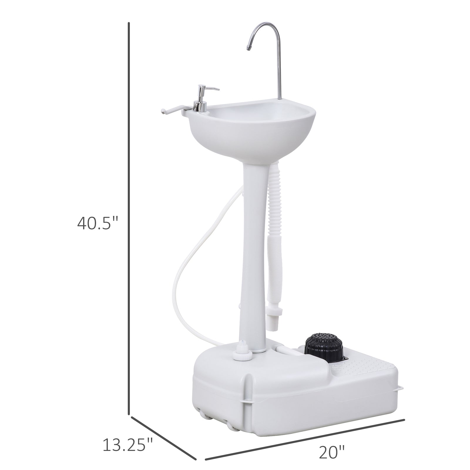 Portable Camping Sink, Portable Sink Hand Wash Station with 4.5 Gallon (17L) Tank, Rolling Wheels, Soap Dispenser, Towel Holder for RV, Outdoor Events, Gatherings, HDPE, White