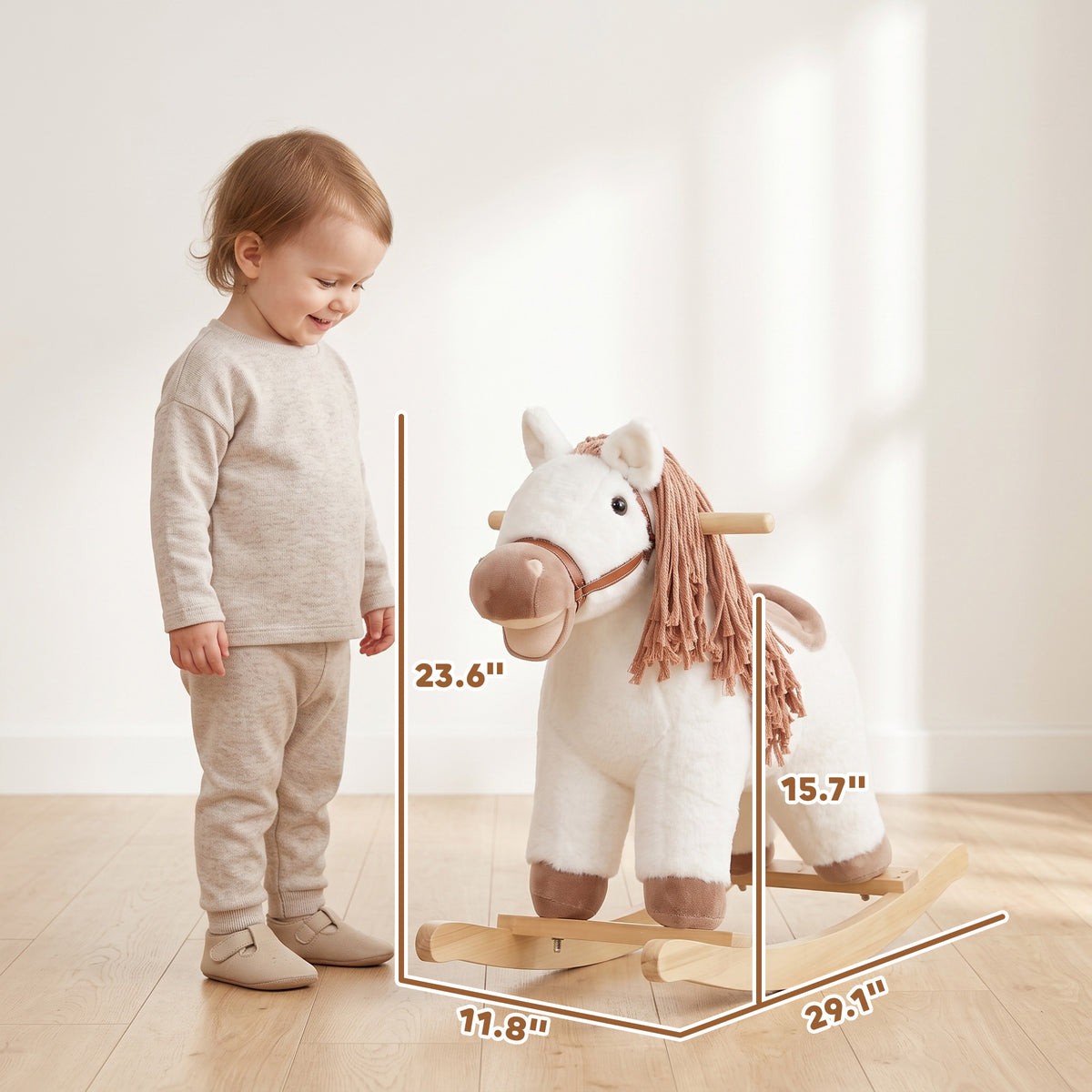 Baby Rocking Horse for Boys and Girls, Kids Rocking Horse with Realistic Sounds and Anti-Tip limiters