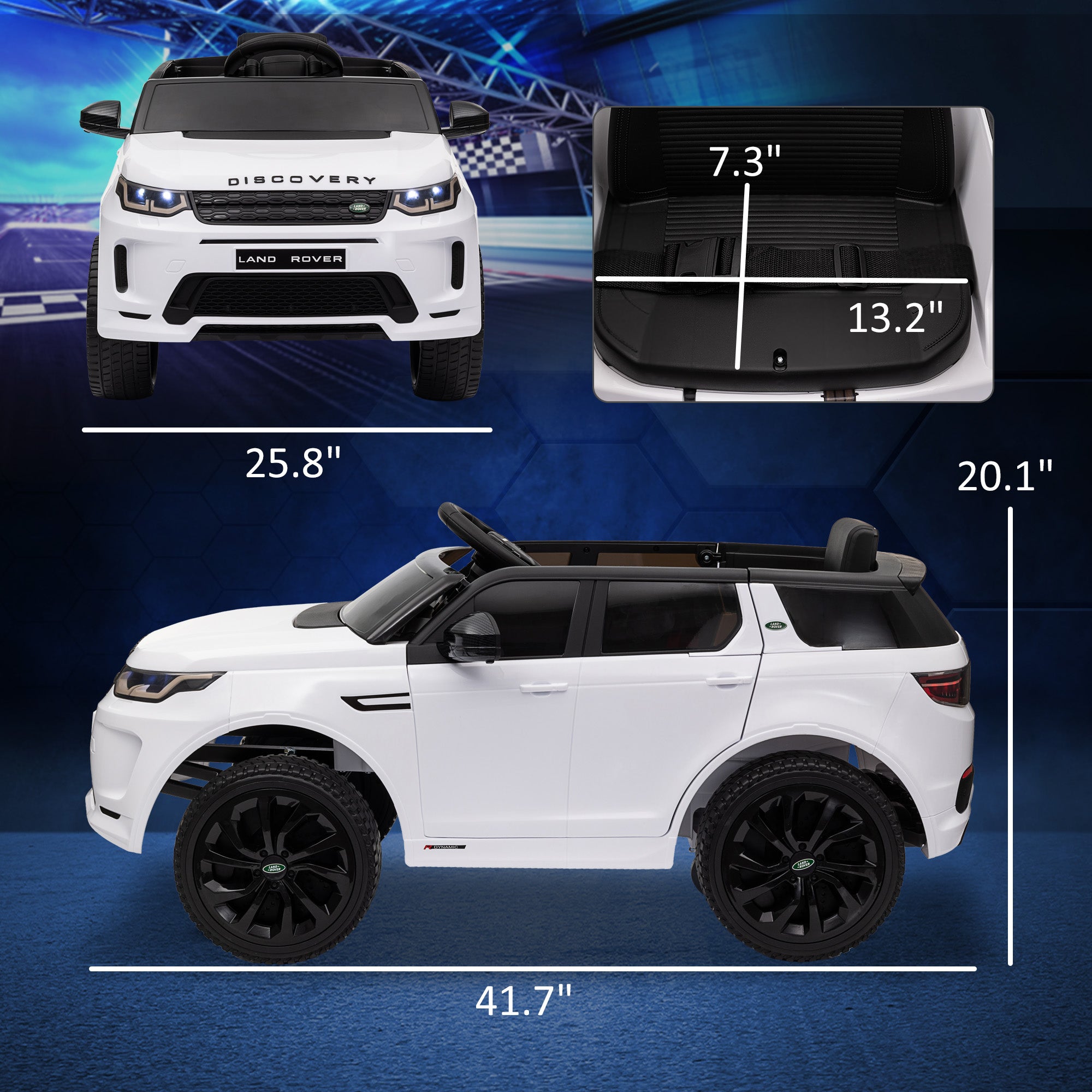 Land Rover Discovery Sport Licensed 12V Kids Ride on Car with Remote Control Soft Start, LED Lights, White