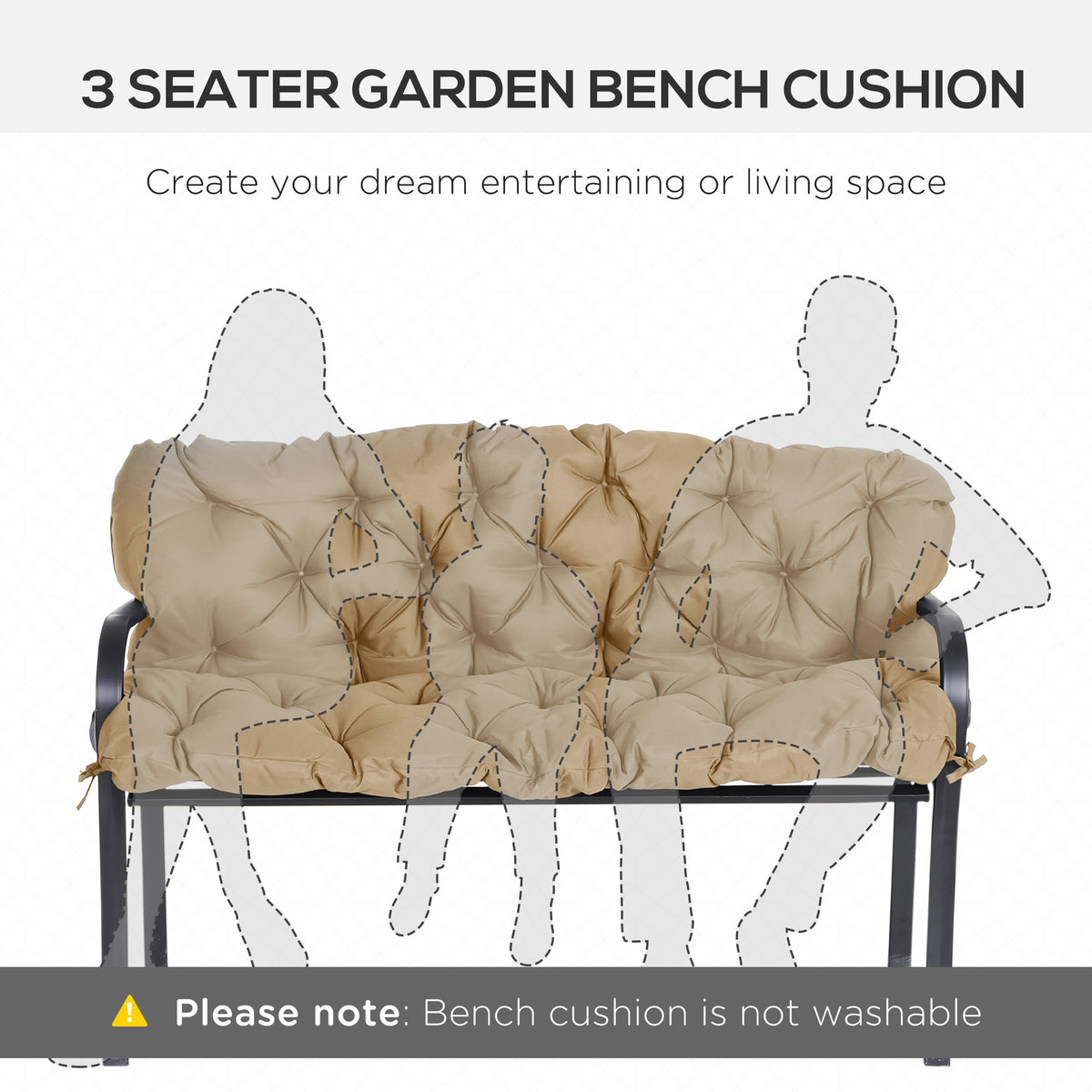 59" x 38" Tufted Bench Cushion for Outdoor Furniture, 3-Seater Replacement for Swing Chair, Patio Sofa/Couch, Khaki