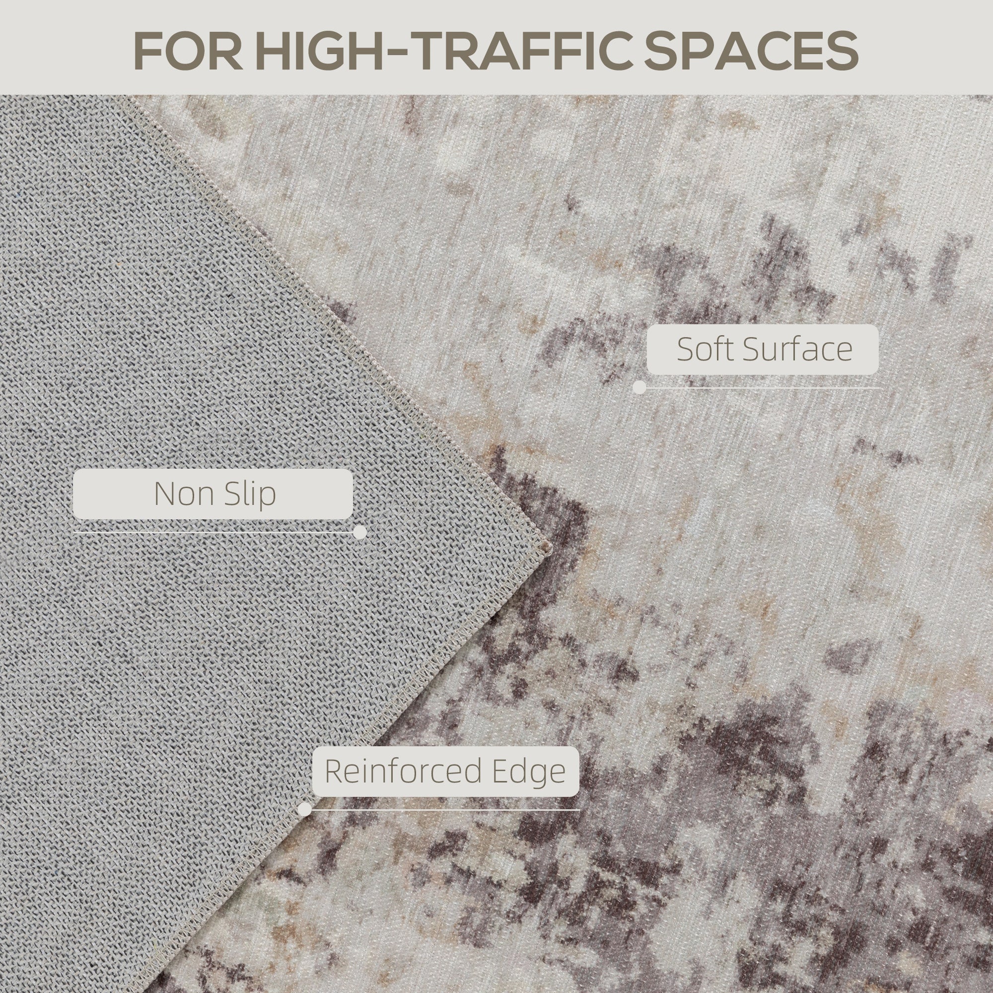 Machine Washable Area Rug 8x10, Non-Slip Modern Abstract Floor Carpet for Living Room, Bedroom, Dining Room, Mixed-Brown