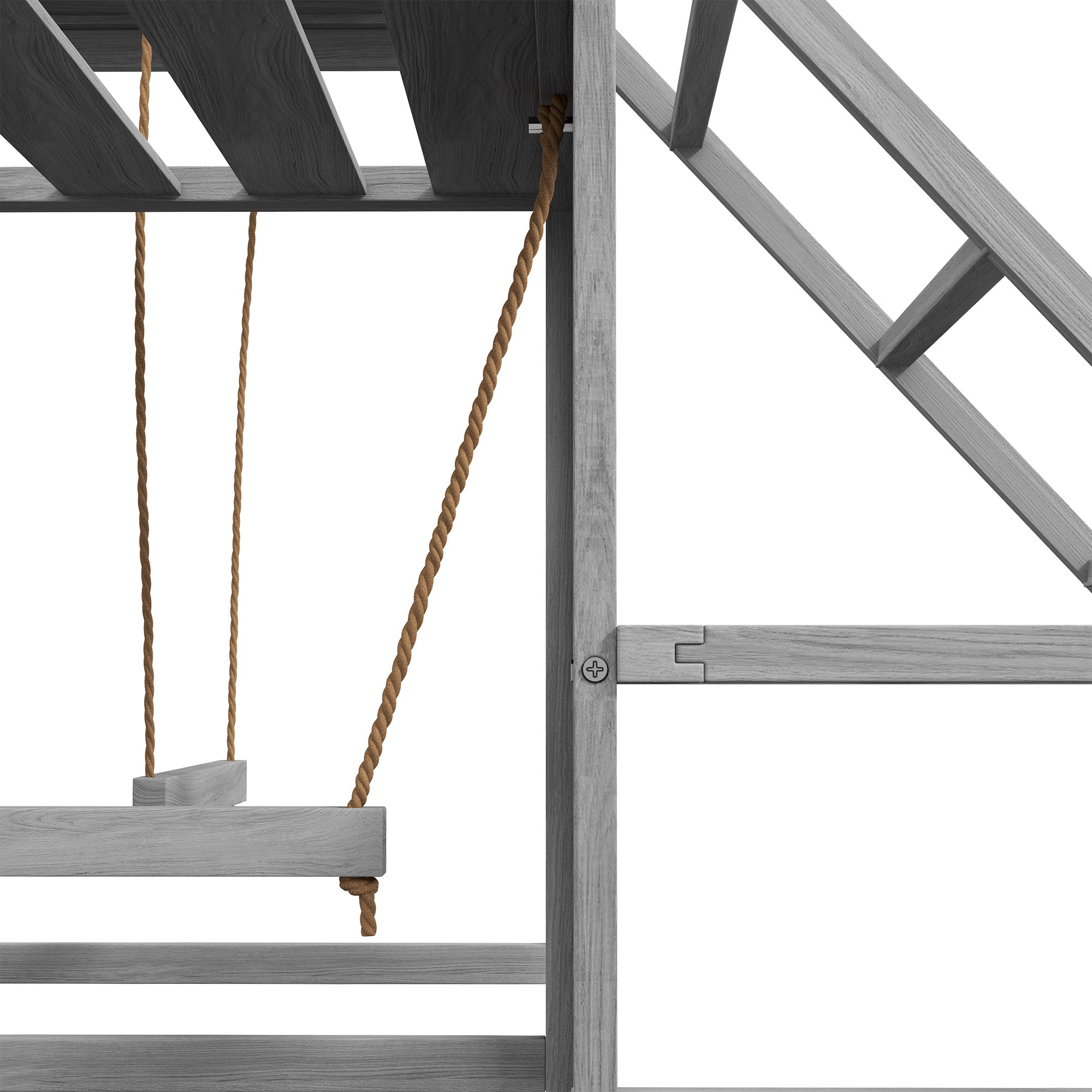 Chicken Roost Toys for Chickens Hens, Coop Accessories with Wood Stand, Ladder Platforms, for 10-15 Chickens - Gray - Image 8
