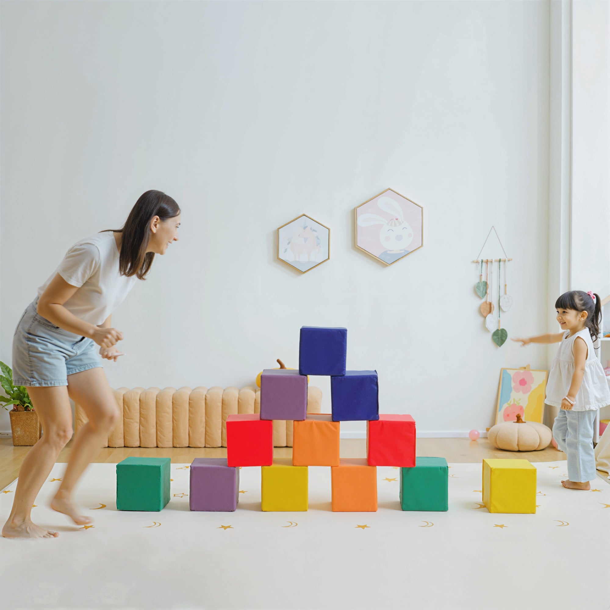 12 Piece Soft Play Blocks Soft Foam Toy for Toddler, Multi-Color