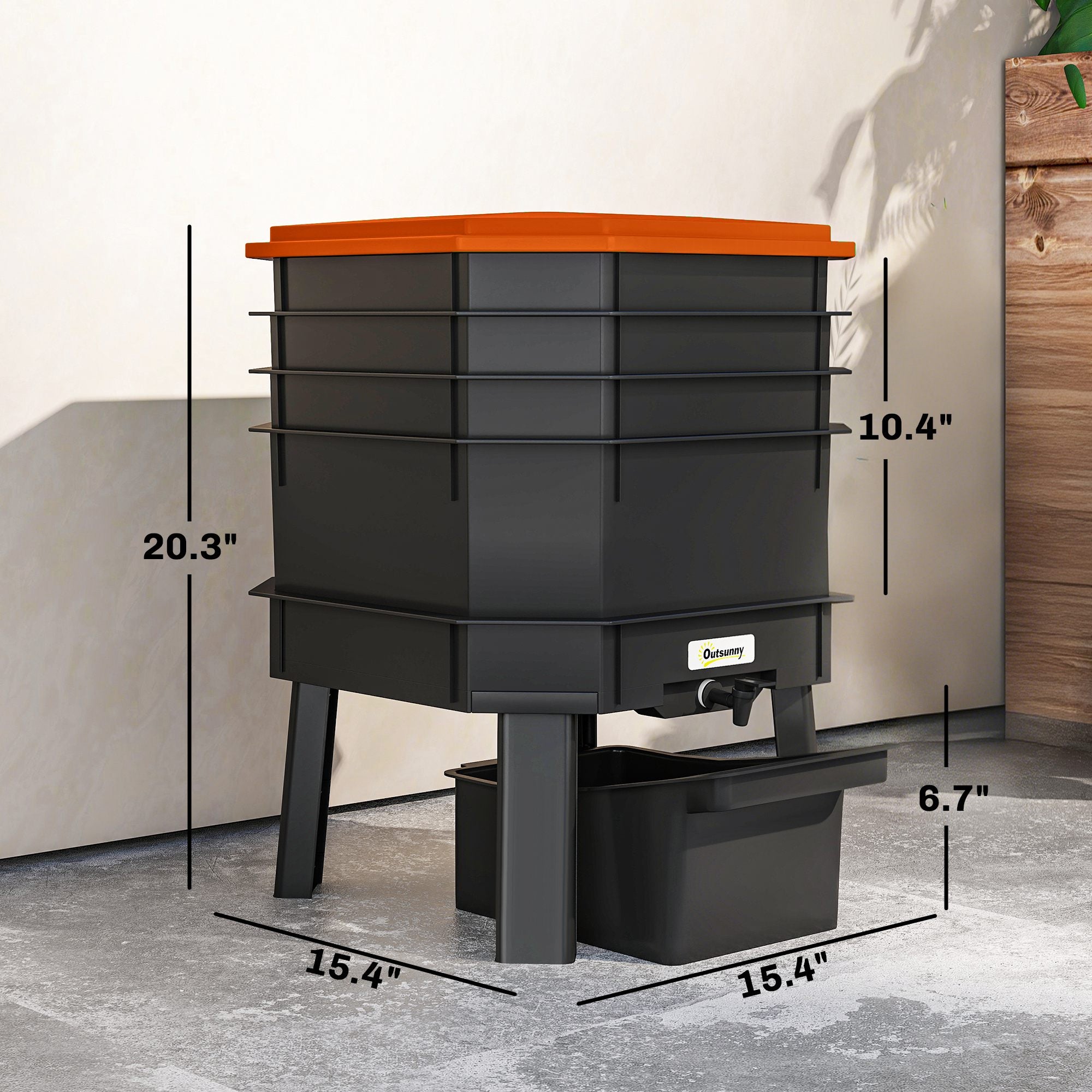 4-Tray Worm Composter Bin, 7.4 Gal Outdoor & Indoor Worm Composter for Recycling Food Waste, Orange - Orange - Image 3