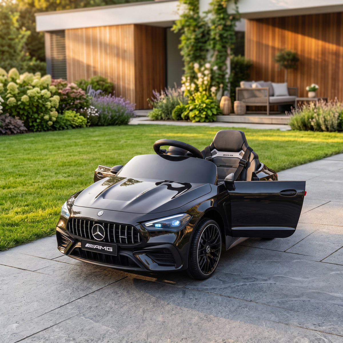 Qaba 12V Electric Car for Kids Licensed Mercedes AMG CLE 53 with Remote, Suspension, Lights, Music for 37-72 Months, Black
