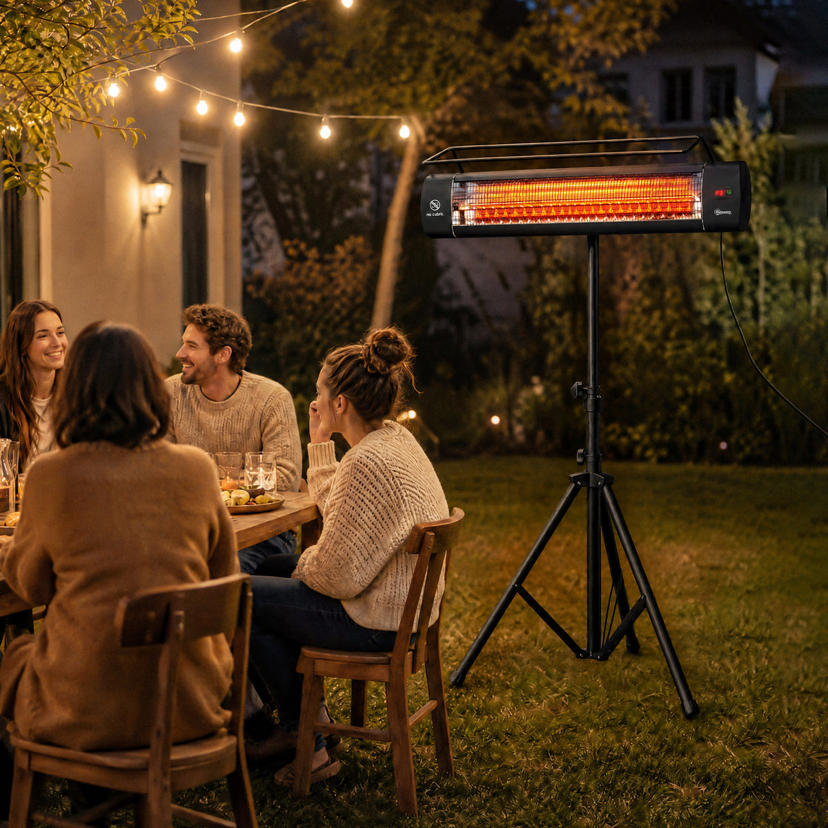 Electric Patio Heater, 1500 W Standing IP65 Outdoor Infrared Heater with Tripod, 3 Heat Levels, 24H Timer, Black