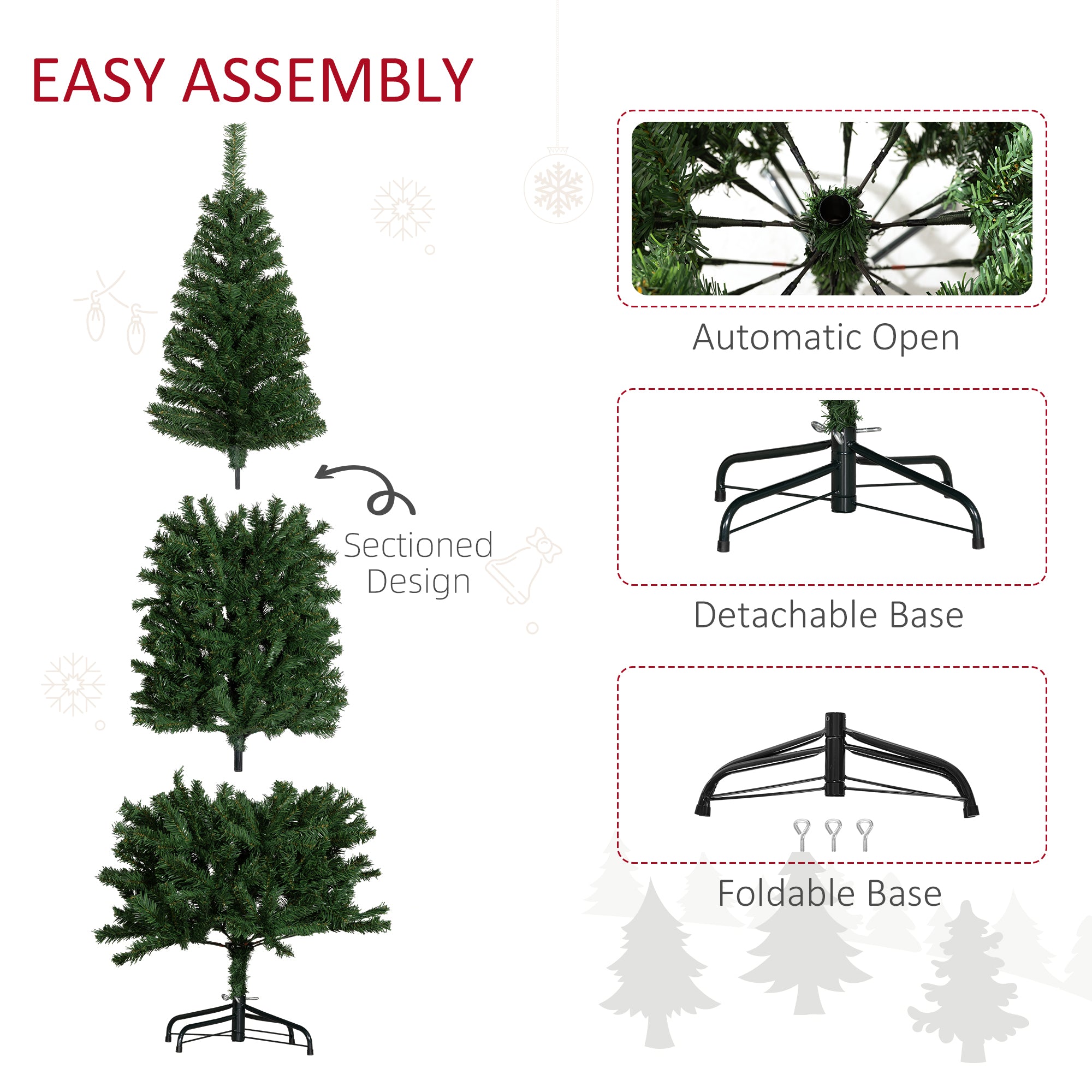 6 FT Artificial Christmas Tree Pencil Xmas Tree with Stand, 618 Tips, Holiday Home Indoor Decoration for Party, Green